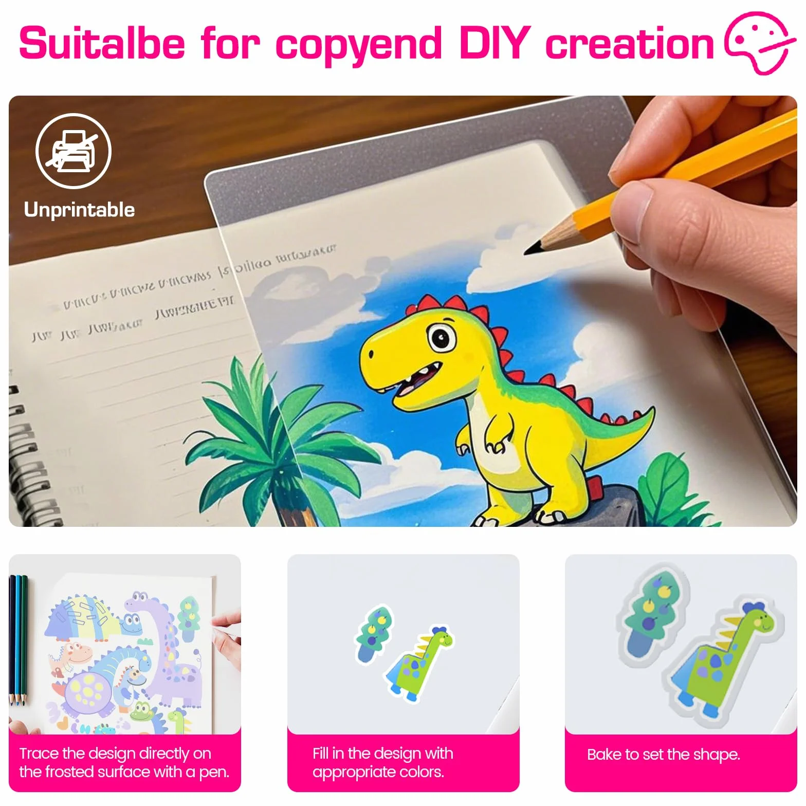 SZEBISOA 46 Pezzi Plastica Termoretraibile Kit (12 fogli plastica termoretraibile A4, 2 A4 e 2 A5 con motivi, 30 anelli portachiavi) Shrink Plastic set creativo fai da te.