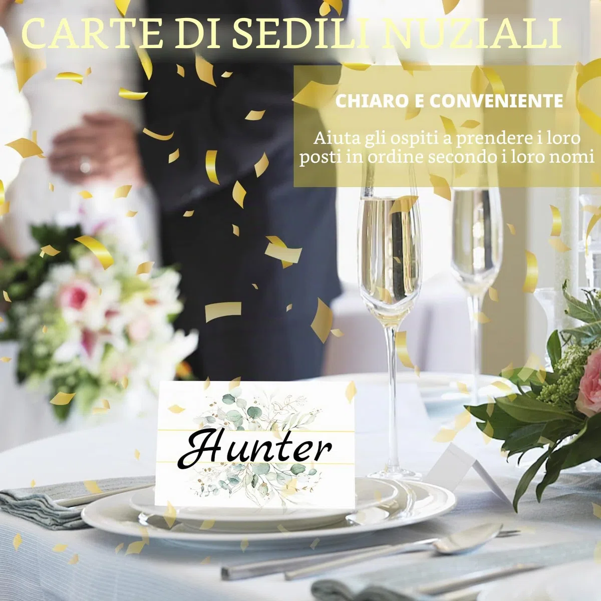 Segnaposto per matrimonio, compleanno, comunione, battesimo, 50 pezzi, stile 3