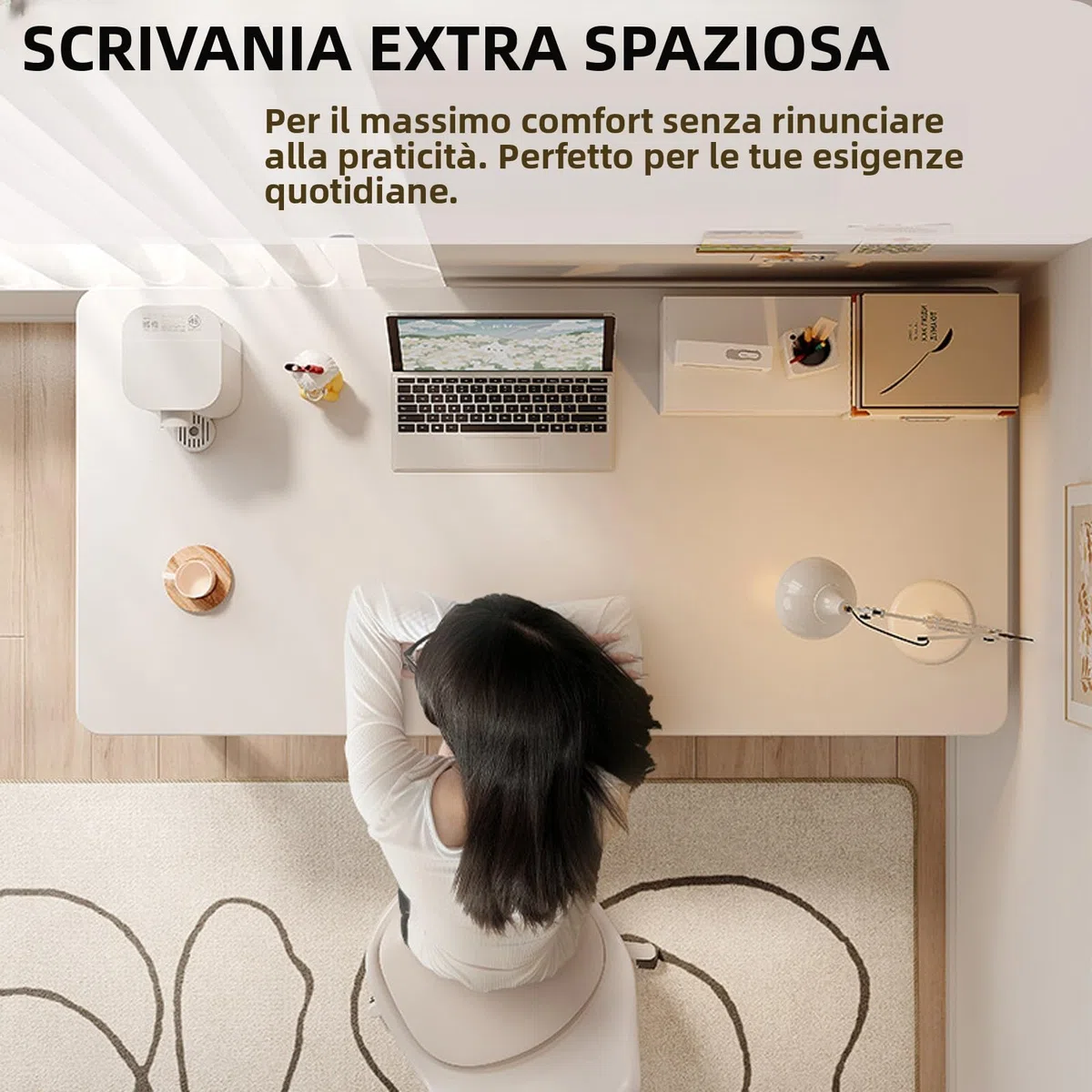 Scrivania Moderna per Computer Stile Semplice, Tavolo da Studio, Scrivania, Tavolo PC per Ufficio Casa, Camera da Letto (Bianco, 120x60cm)
