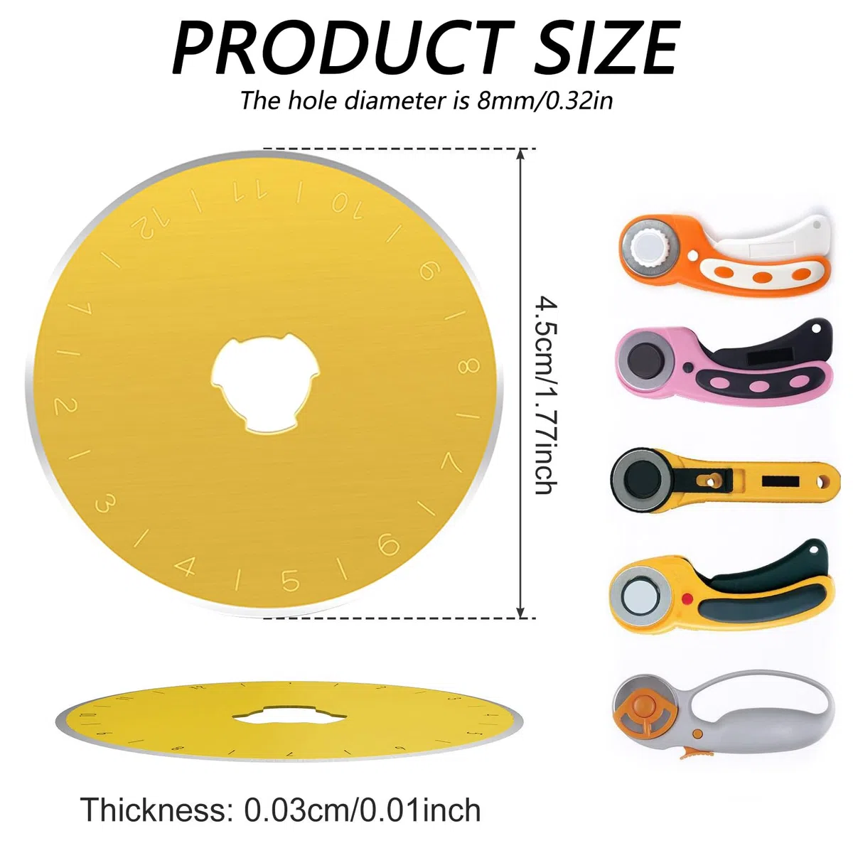 5 lame rotanti rivestite in titanio, lame di ricambio universali da 45 mm, per Olfa/Fiskars/TrueCut/DAFA, lame circolari di ricambio per tessuto, trapuntatura, cucito, scrapbooking