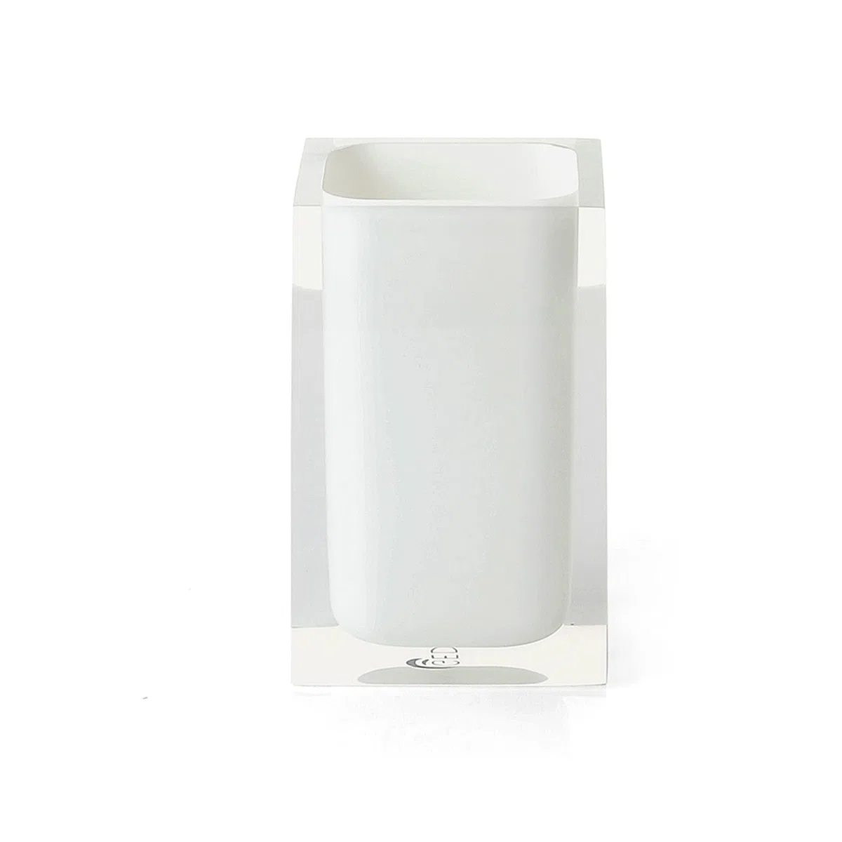 GEDY Auckland Portaspazzolini da Bagno Bianco, Misure e Peso: 11X7,2X7,2 CM & 0,29 kg, Portaspazzolini in Resina Trasparente di Alta qualità, Design R&S Gedy, Fatto a Mano, 2 Anni di Garanzia