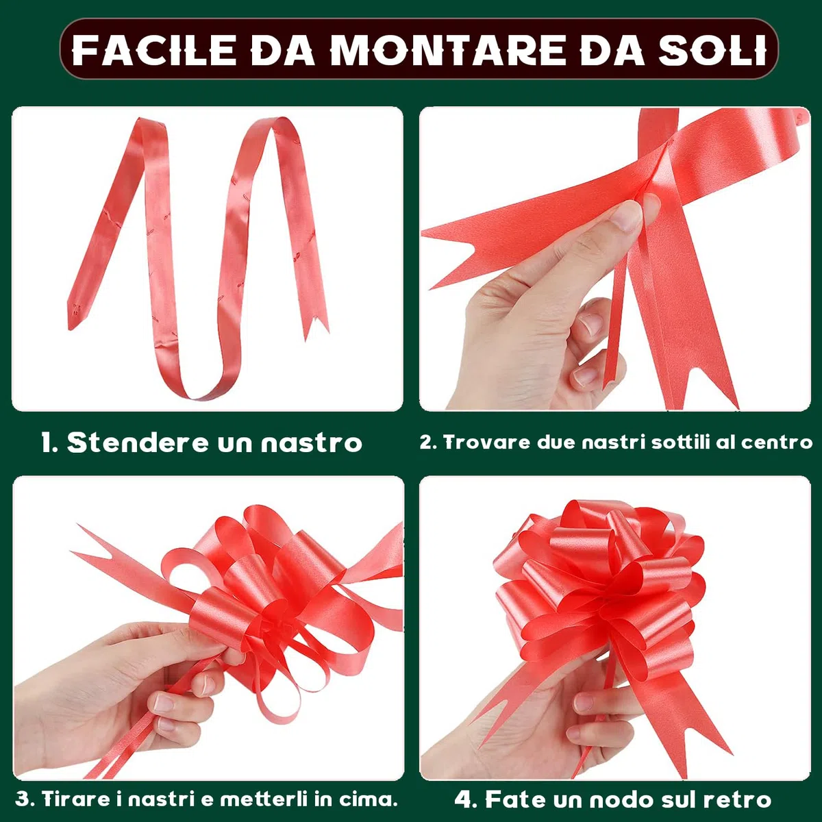 30 PCS Fiocchi Auto Matrimonio Rosso, Fiocco Matrimonio Auto, Fiocchi Rossi Laurea, coccarde per pacchi Regalo per Pacchi Regalo Coccarde Auto-tiranti Fiocchi da Tirare per Regali, Matrimoni