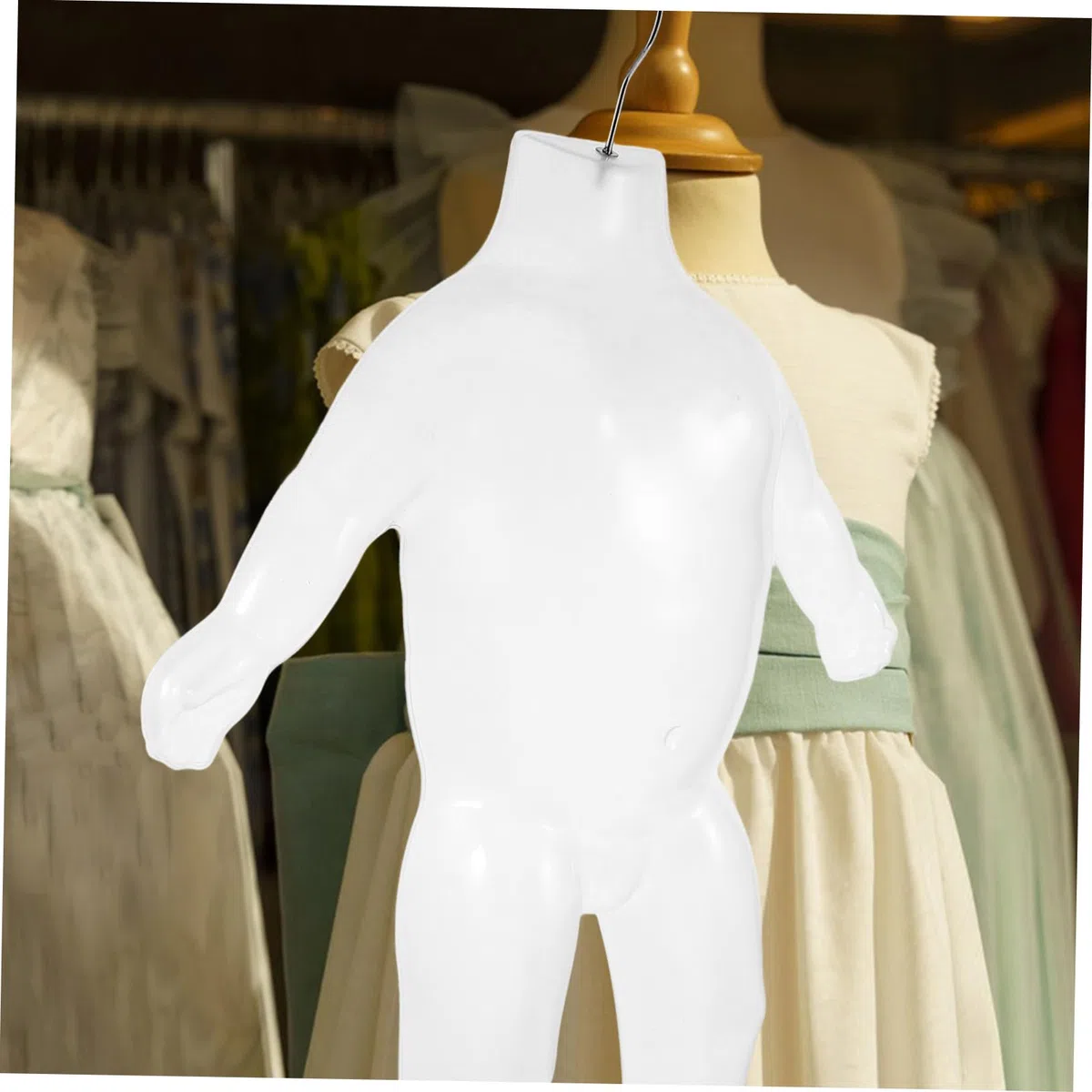 ULTECHNOVO Manichino Bambini a Figura Intera in Plastica Trasparente con Braccia e Gambe per Esposizione Abiti Neonati e Bambini, Regolabile, Leggero e Robusto, per Negozi e Fiere