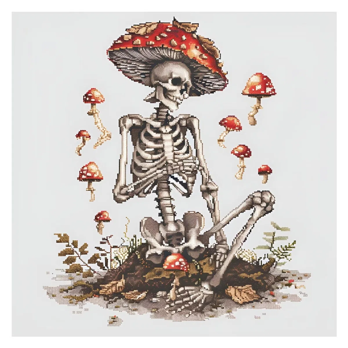 Xinpinzhou Kit Punto Croce Prestampato da Ricamare Completo, 11CT, 36x36 cm | Scheletro Schemi Facili per Principianti, Set Ricamo Completato ha Aspetto Raffinato per Decorazioni Parete o Regalo Mamma