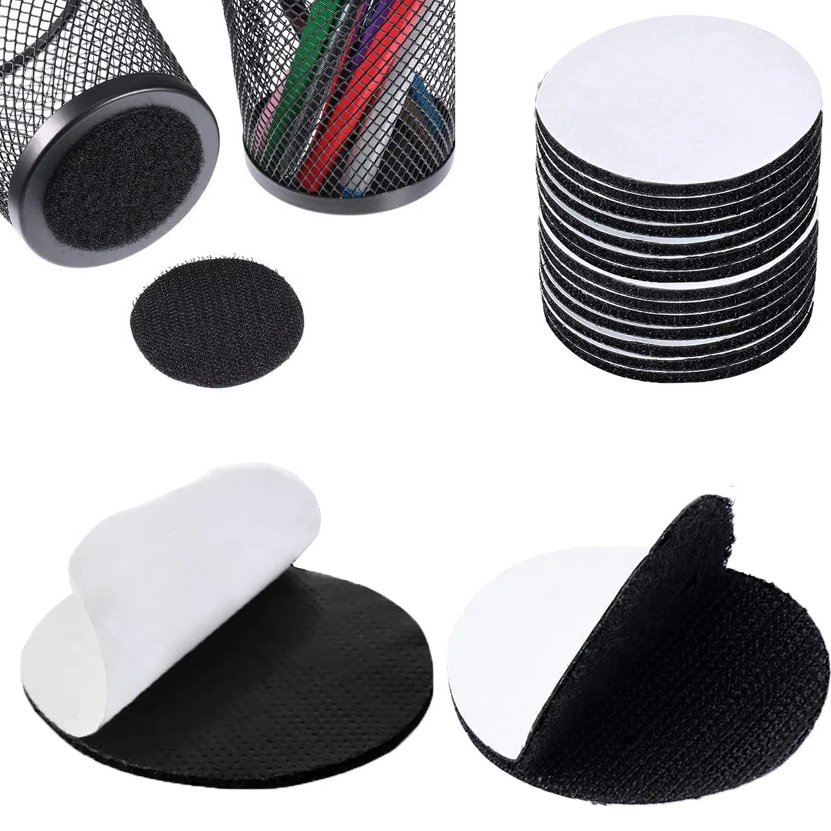 TEUVO 10 Coppie 5CM Round Feltro Adesivo, Nastro Magnetico Autoadesivo Punteggiato per Tappeti, Tenda, Foto Muro in Posizione