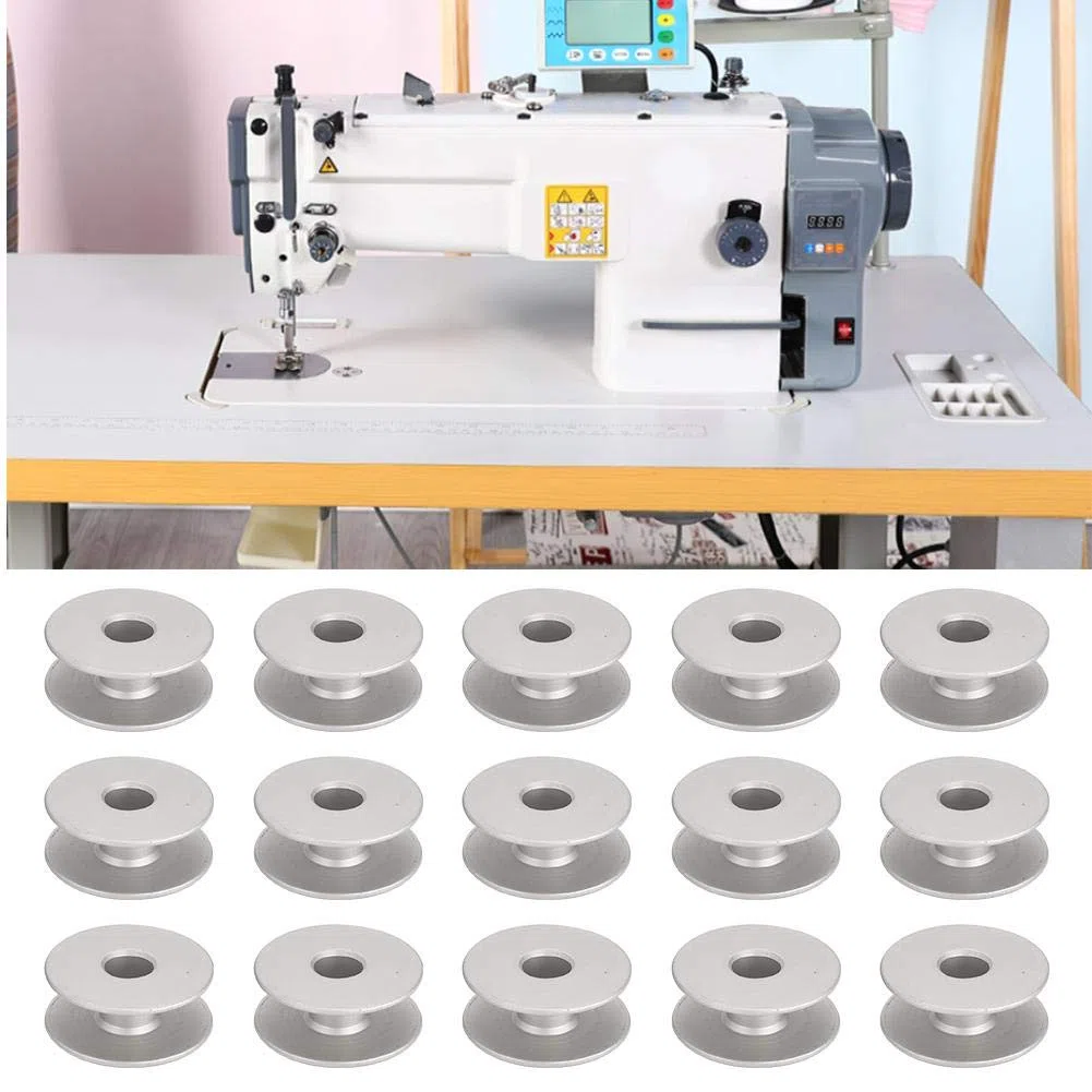 Bobine per macchina da cucire in metallo 100 pezzi, dimensioni bobine in alluminio per accessori per la sostituzione della macchina per cucire auto da ricamo piatto(Flat Lock Core)