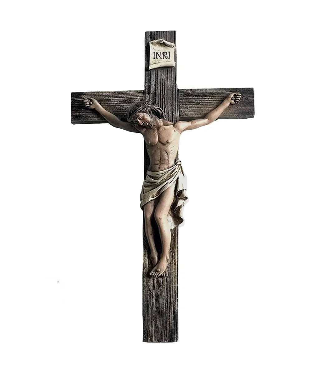 Crocifisso Gesù Cristo nostro Signore e Salvatore, decorazione da parete in resina, 35,5 cm, per casa o ufficio, in confezione regalo