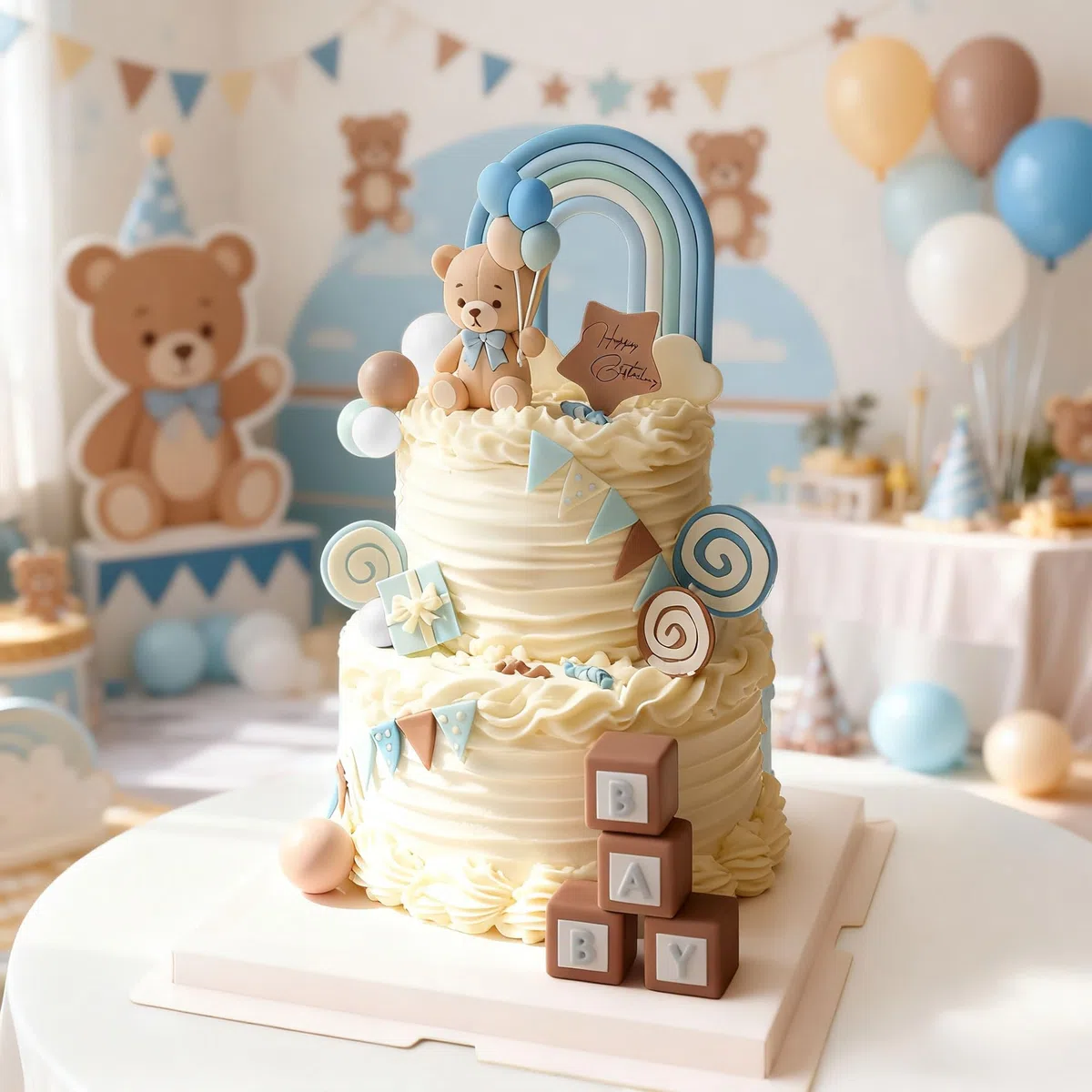 decorazione torta orso palline torta orso festa bebe compleanno blu