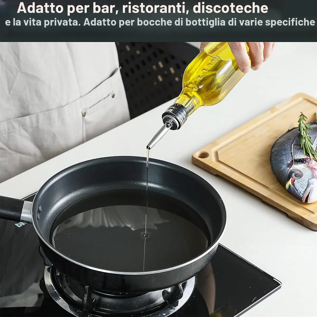 Versatori In Acciaio Inox,6 Pezzi Stainless Steel Liquor Pourer Versatore da Bottiglia con Tappo Versatori Cocktail Metal per Liquore Olio Cocktail Vino Succo Sciroppo Aceto
