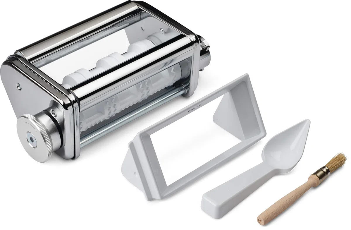 Kenwood Ravioli Maker KAX93.A0ME, Accessorio per Ravioli Fatti in Casa Dolci o Salati, Made in Italy, Accessorio per Impastatrice Planetaria, Incluso pennello per la pulizia e cucchiaio, Acciaio Inox