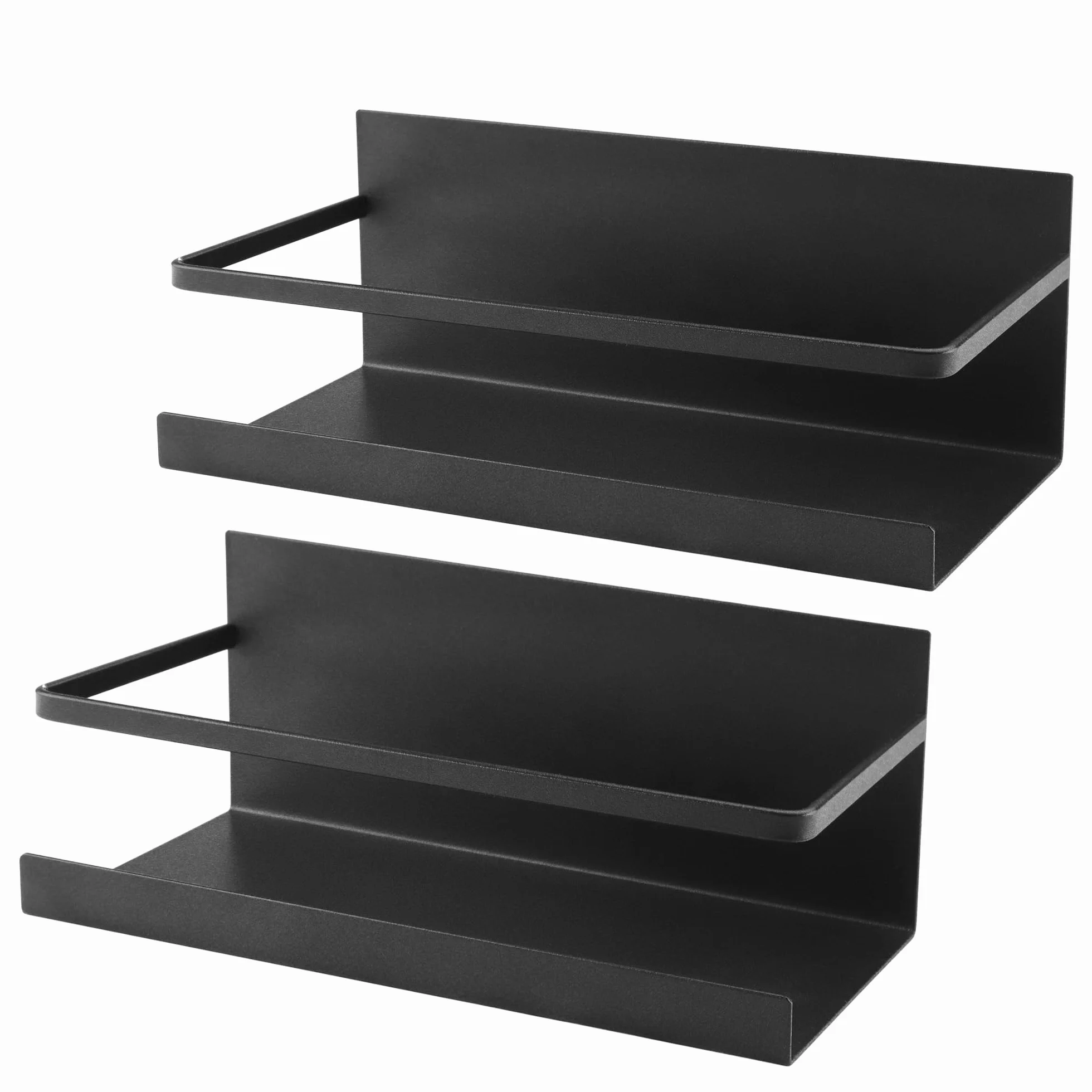 Mensola Magnetica Frigo, 2 Pezzi Portaspezie Magnetico per Frigorifero e Lavatrice, Organizzatore per Cucina, Risparmio Spazio (Nero)