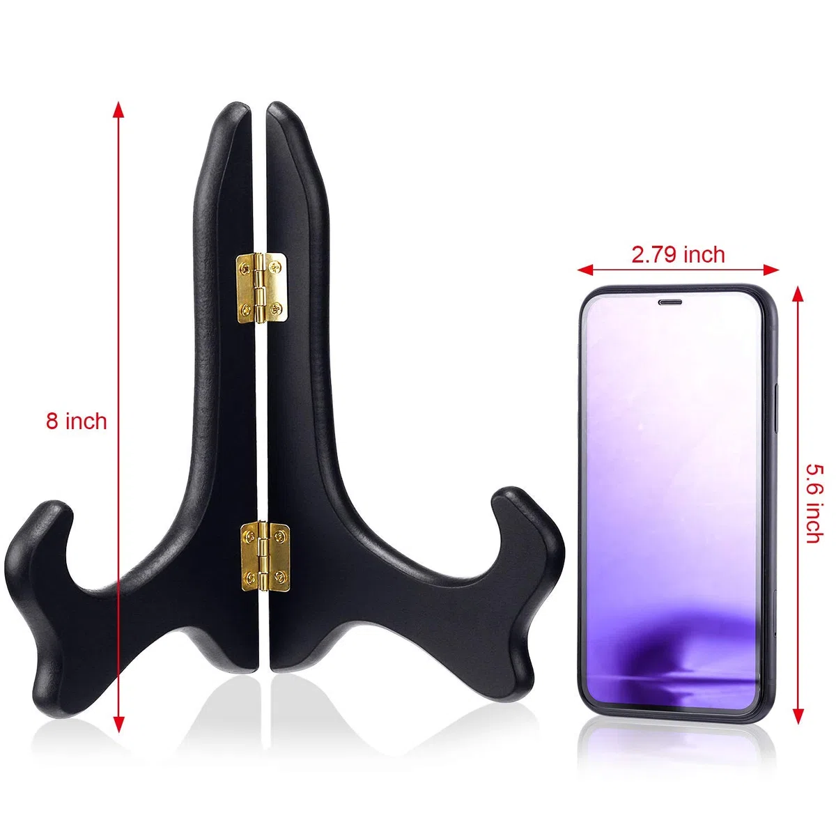 Cavalletti neri da 20,3 cm, 2 confezioni di espositori in legno nero (20,3 cm), cavalletti in legno, espositori per piatti, cornici per foto