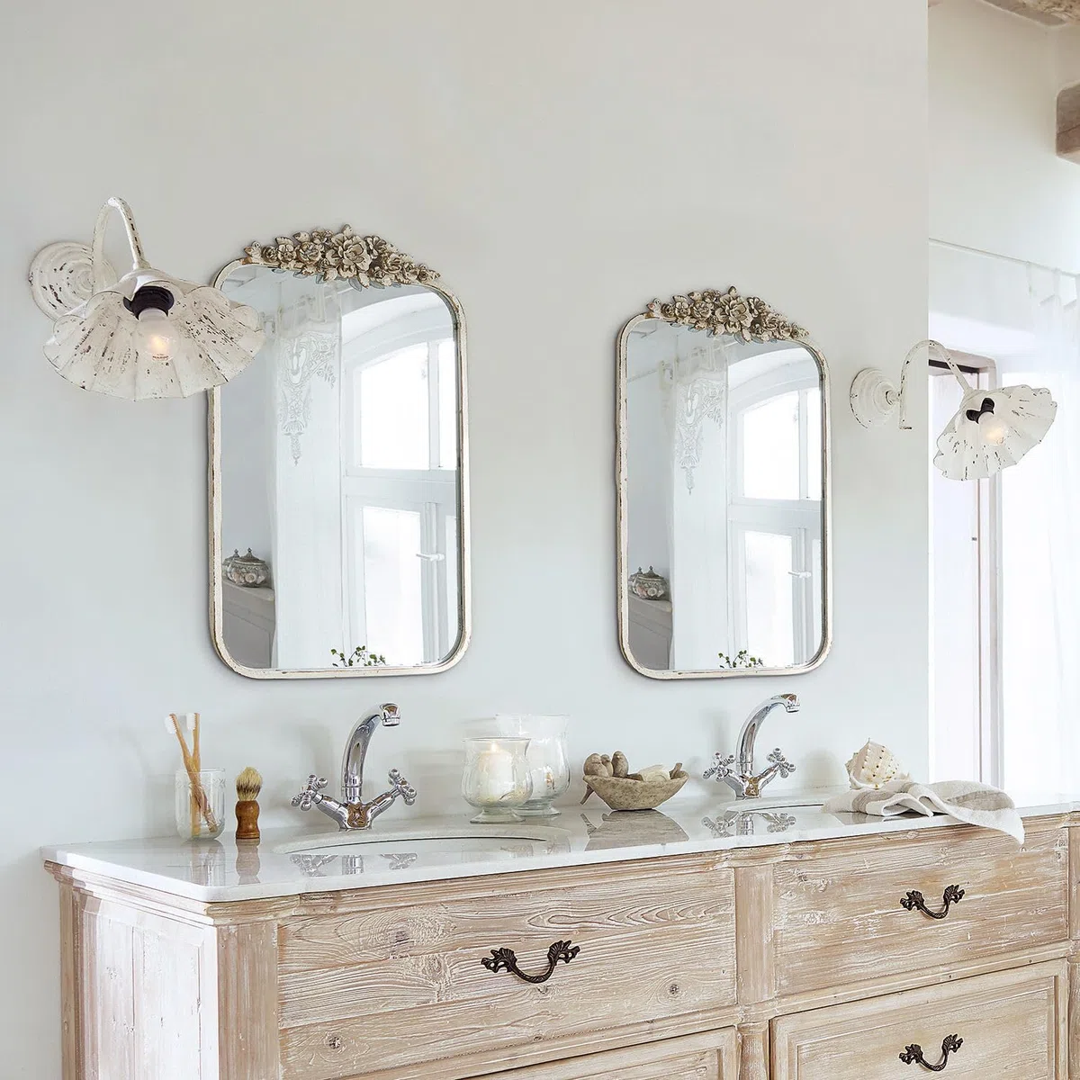 Loberon Veilleures Specchio - Cornice ornata - Romantico Stile Shabby Chic, Crema Antico