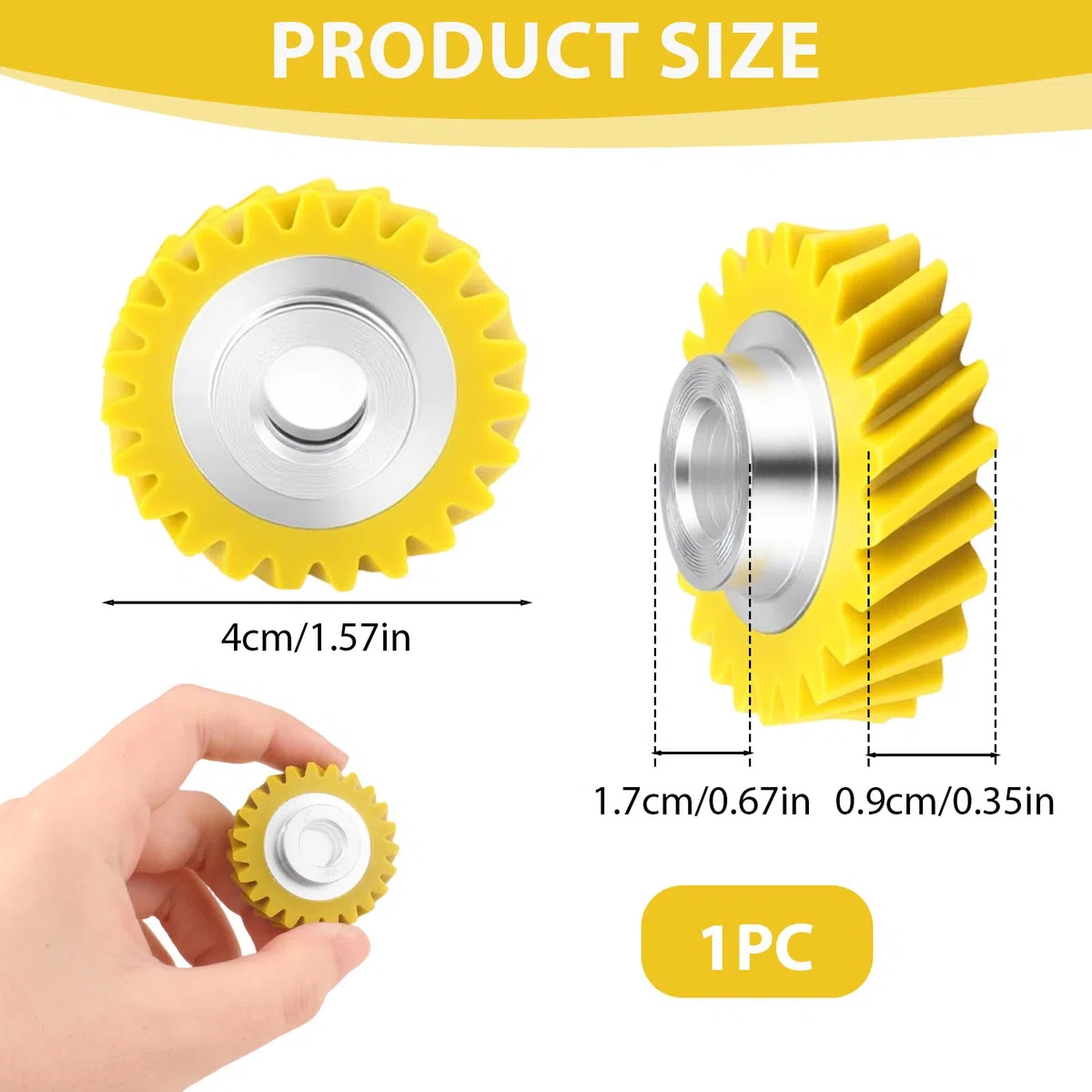 Ingranaggio a vite senza fine di ricambio compatibile con Kitchen Aid Bowl-Lift/Tilt-Head Accessories, W10112253 Ingranaggio a vite senza fine di ricambio giallo, con 5KSM150 5KSM45 5KSM90 5KSM125