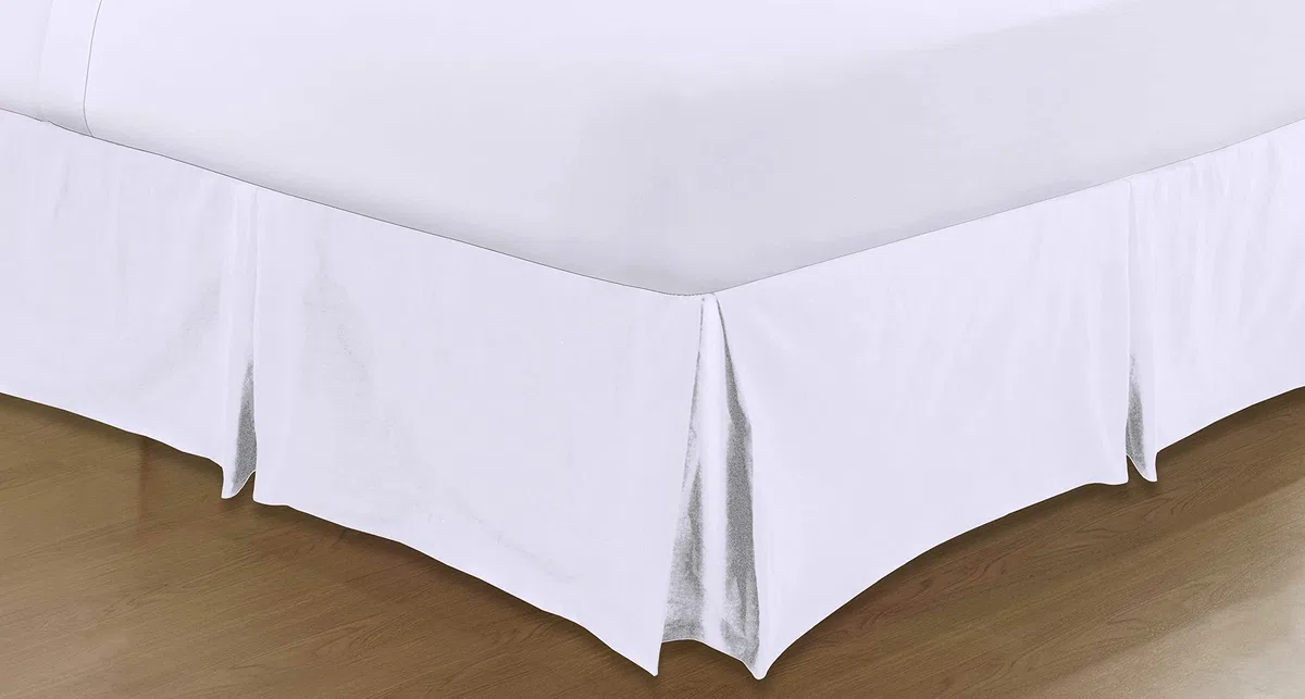 Sapphire Collection – Mantovana giroletto a tinta unita in policotone pieghettata in tutte le misure, 50% cotone/ cotone/misto-cotone/poliestere, White, Singolo