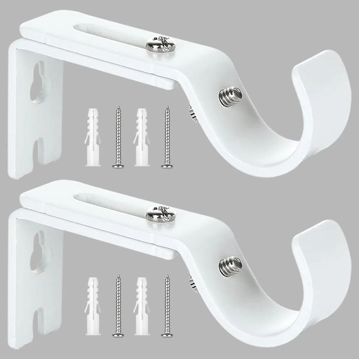 Staffa per bastone per tende bianco, 2 pezzi - Supporto a parete per bastone per tende, regolabile (distanza dalla parete 6-9 cm) - Per bastoni Ø 20-25 mm