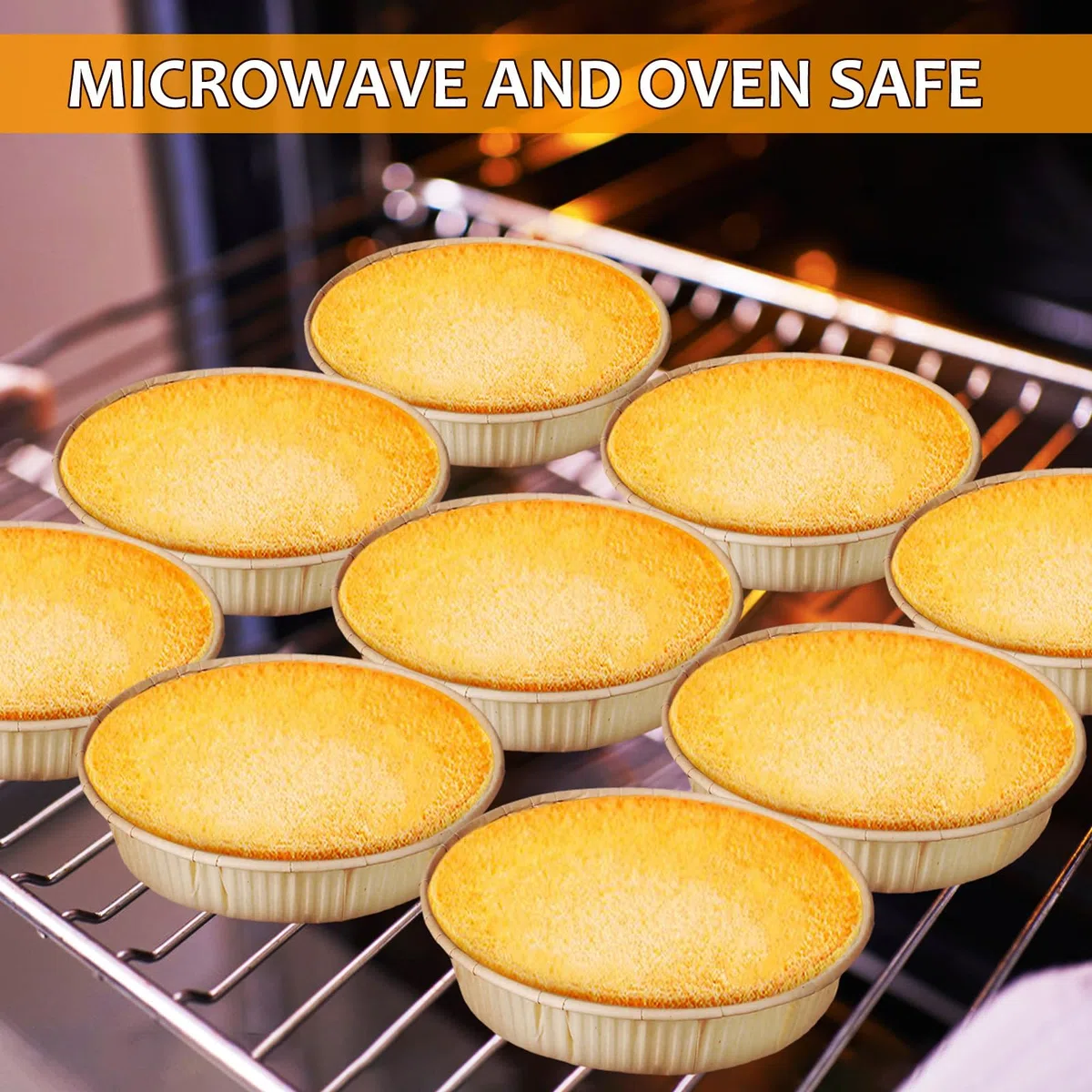 Tofficu Mini Teglie Rotonde per Crostate 100 Pezzi 4 Pollici in Carta Usa e Getta per Stampi Monoporzione da Forno per Piccole Torte e Dessert