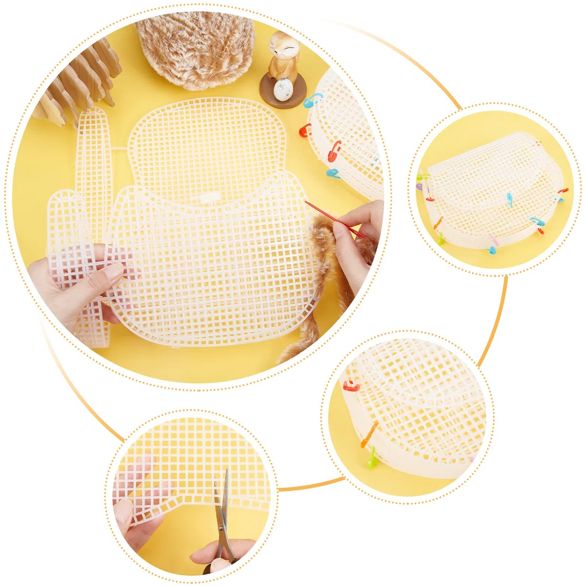 WADORN 6 pz Fogli Rete Plastica per Borse, 42.5 x 23.3 cm Fogli di Tela in Rete di Plastica Trasparente per Ricamo Fai da Te Ricamo A Punto Croce Fogli di Tela Bianca Forma Punto Croce