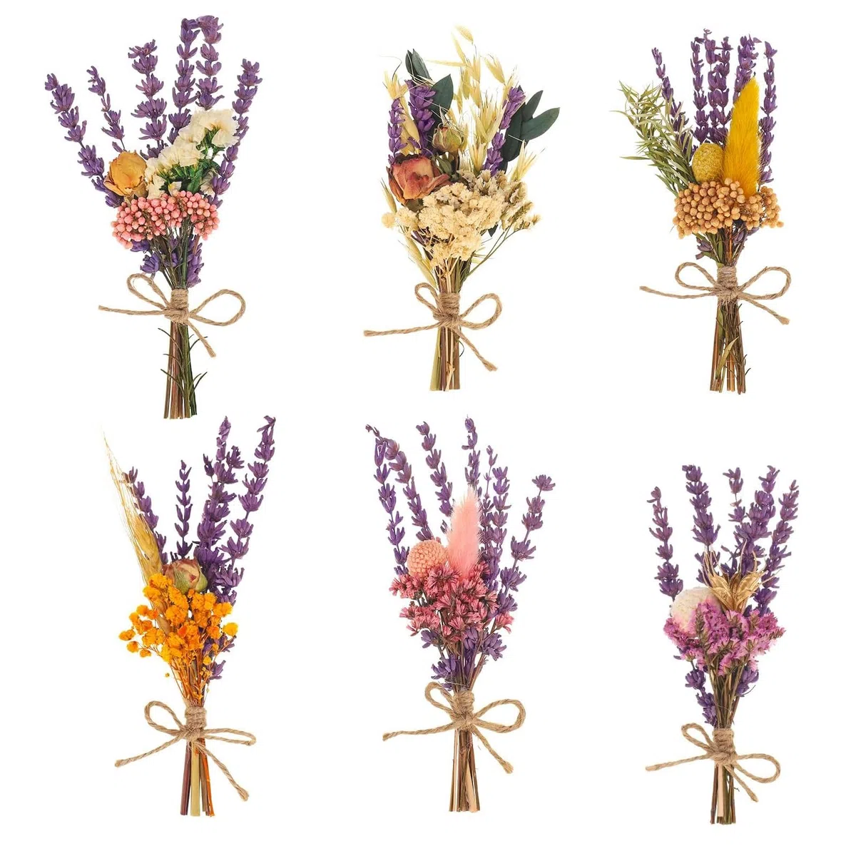 Bouquet di fiore secchi, senza mini bouquet, decorazione finti, fiori artificiali, in scatola, viola, per fai da te
