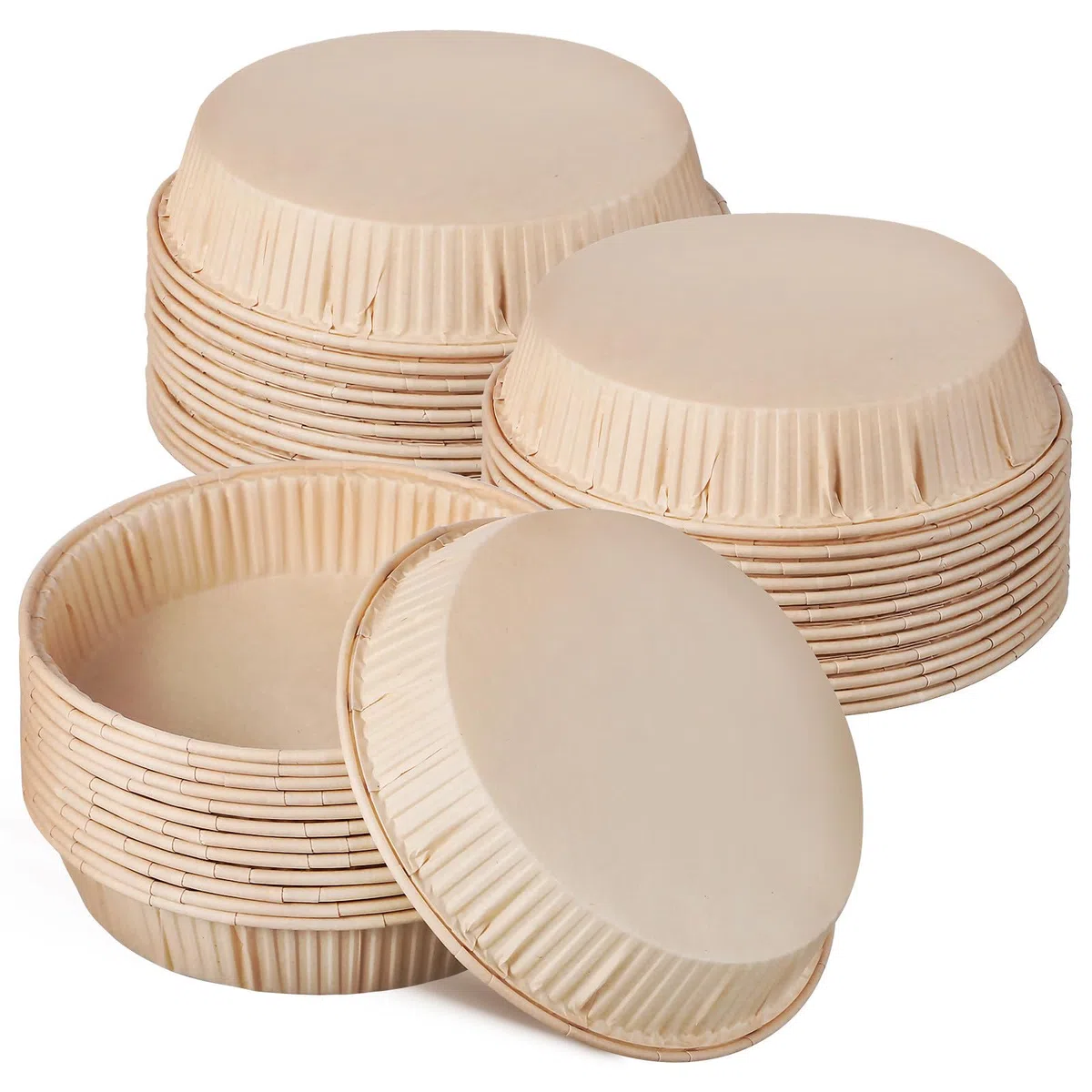 Tofficu Mini Teglie Rotonde per Crostate 100 Pezzi 4 Pollici in Carta Usa e Getta per Stampi Monoporzione da Forno per Piccole Torte e Dessert
