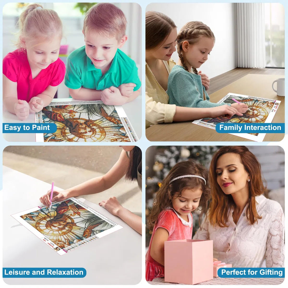 Bowetile 5D Gesù DIY Diamond Painting Kit Completo, Kit Completo Vetro Colorato Diamond Painting Per Adulti, Gesù Diamant Painting Per Adulti, Decorazioni Per Casa 30x30 cm