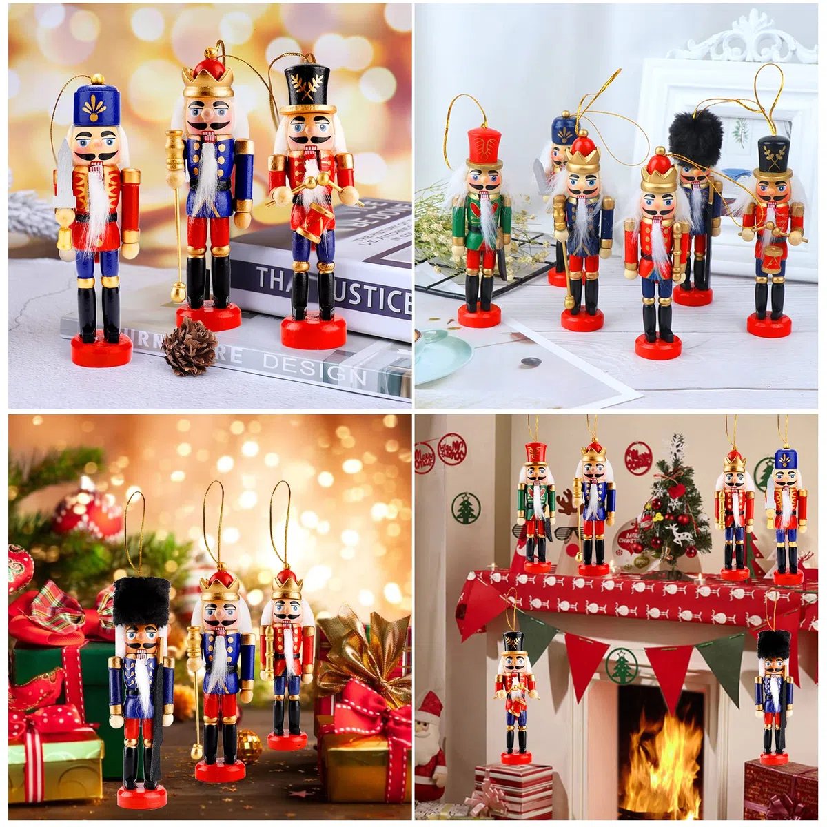 Frasheng 6 Pezzi Schiaccianoci di Natale,Schiaccianoci Natalizi Soldatino Tradizionale in Legno Fatto a Mano,Soldato Schiaccianoci Natalizio in Legno,Soldatini Decorazioni Ideali per Albero di Natale