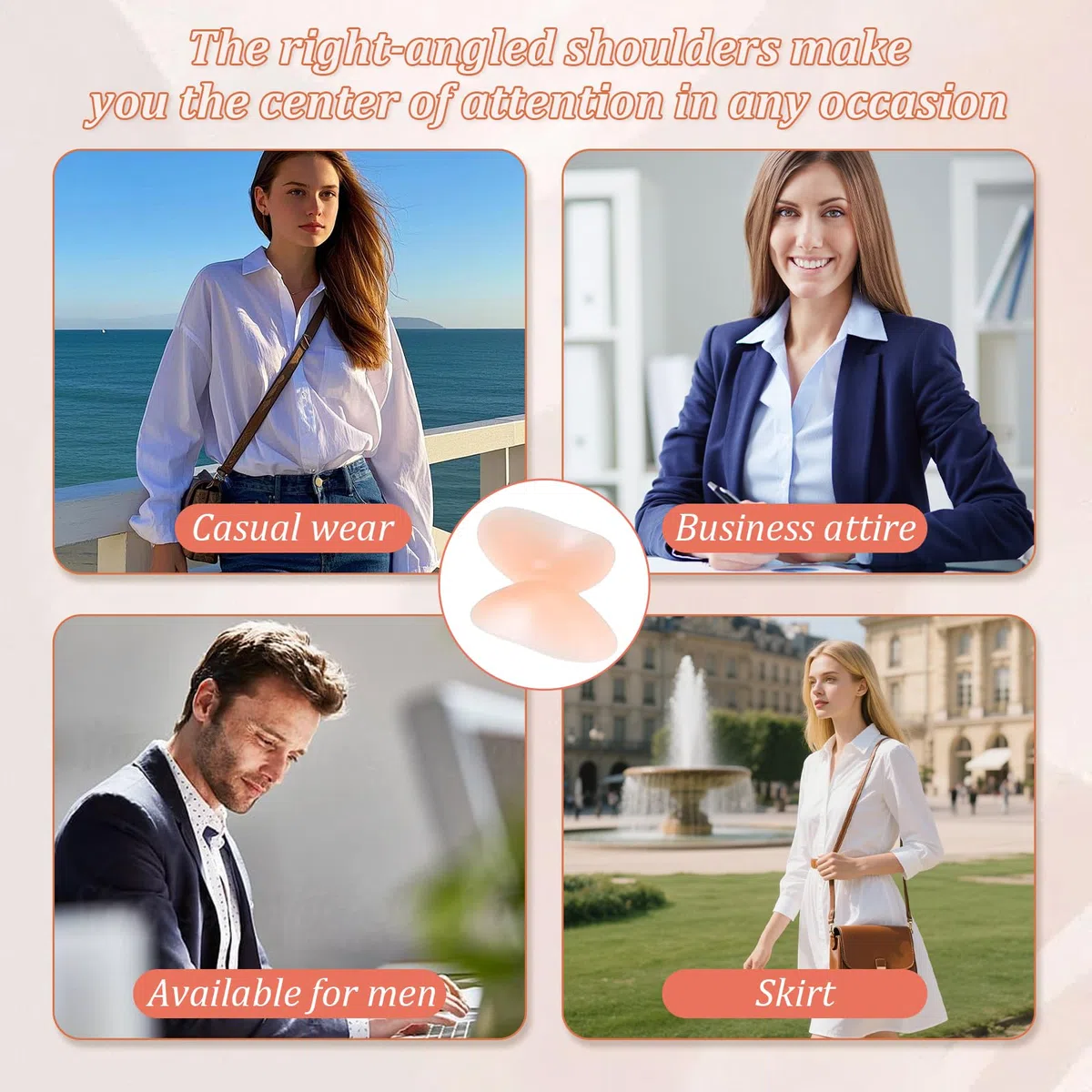 Spalline in Silicone, Spalline Autoadesive Antiscivolo, Spalla Invisibili, Morbide e Traspiranti, Riutilizzabili Spallina in Silicone, per Donna Uomo, Blazer Camicette (S)