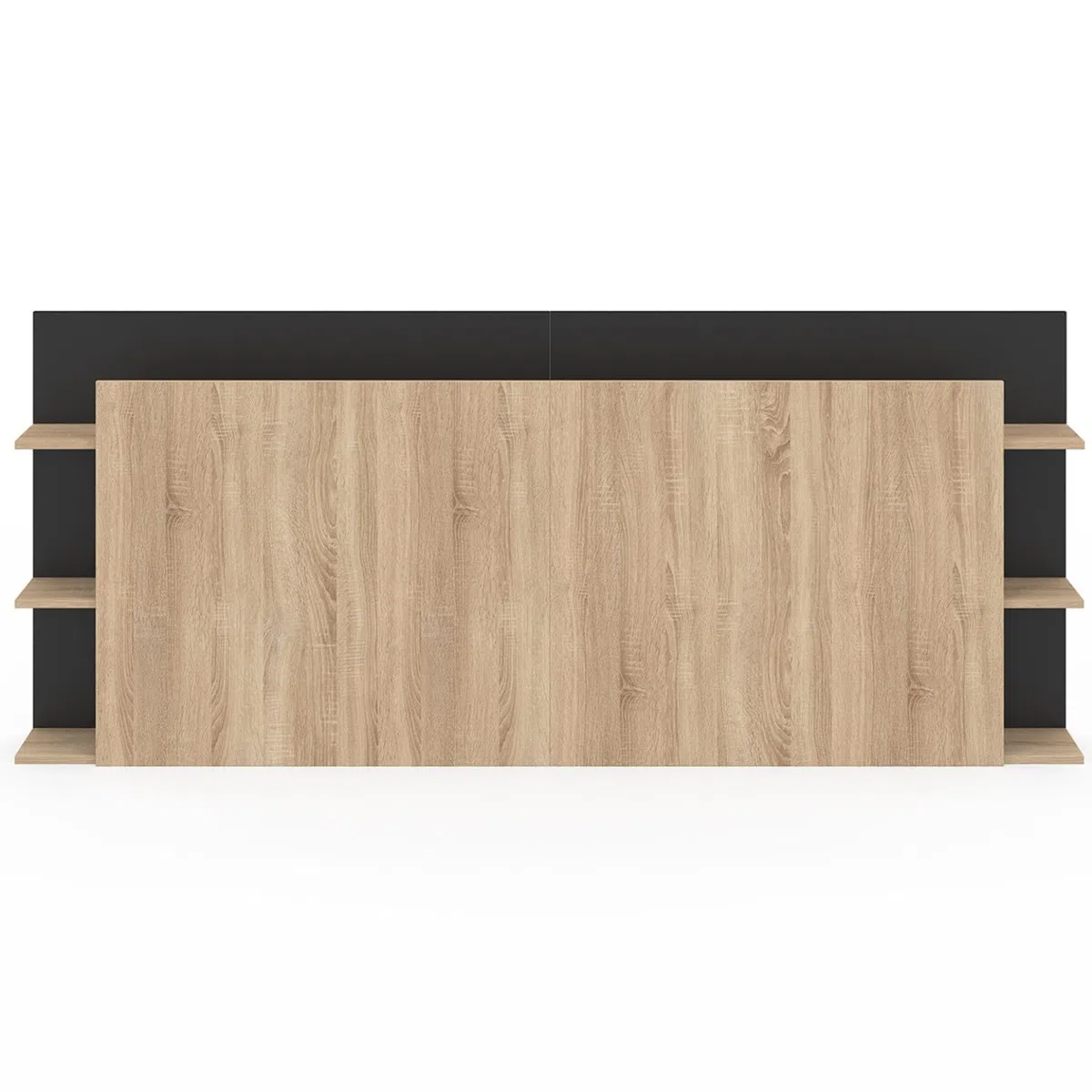 IDMarket - Testiera indipendente CIRI per letti da 140 e 160 cm con vani portaoggetti in legno e nero