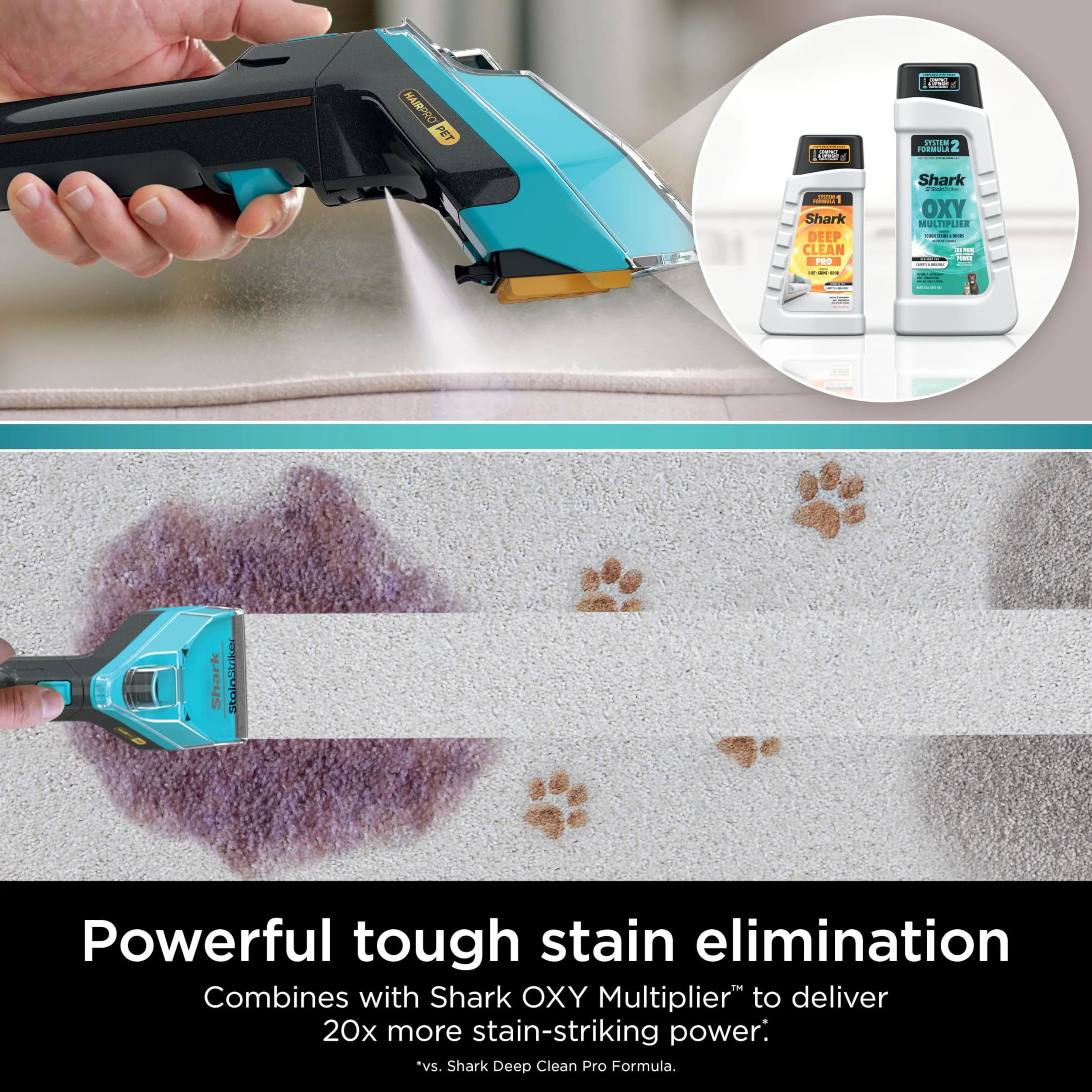 Shark EXCM48 CarpetXpert Deep Clean Pro Formula per detergenti Shark per tappeti verticali e portatili, formulata per tutti i tappeti, tappezzeria e tappeti, elimina i disordini e gli odori degli