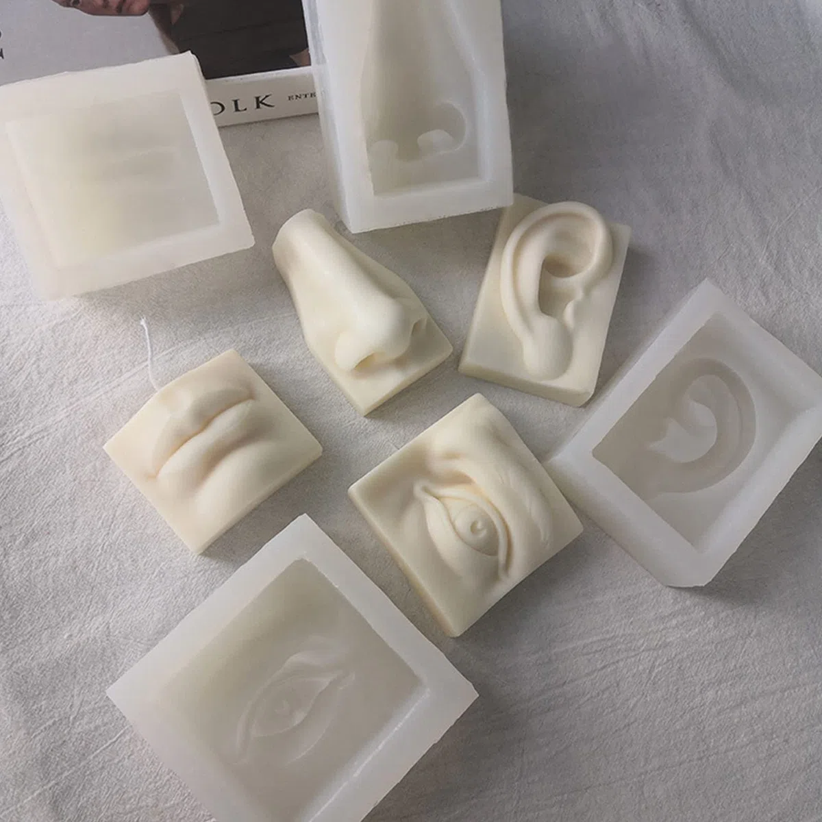 Orecchio Bocca Occhio Naso Stampo Professionale Silicone Flessibile Gesso Cera Sapone Fare Artigianato Decorazione Strumento Stampi in Silicone Per Sapone Resina Epossidica Unico Casting Per