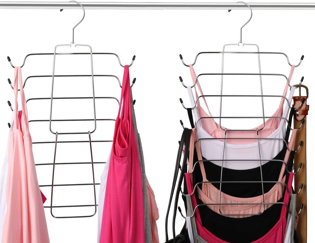 Gruccia pieghevole salvaspazio in acciaio inox, per canotte e reggiseni, cami, reggiseni