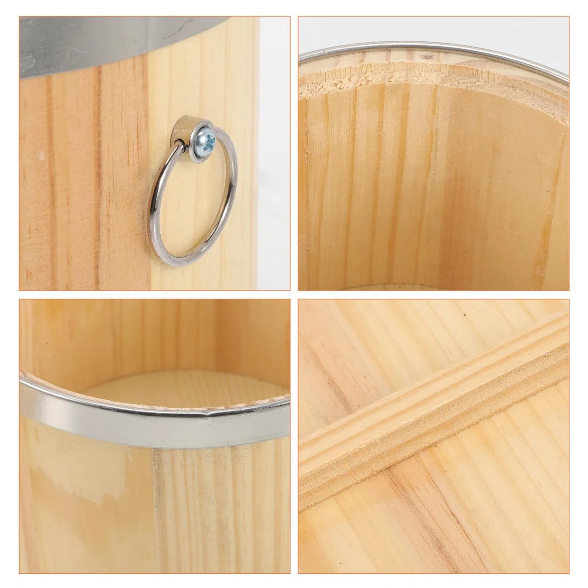 Contenitore in Legno Coperchio per Riso Cotto Sushi, Secchio Rotondo Multifunzione la Conservazione Alimenti, Accessorio Cucina per Famiglie e Ristoranti