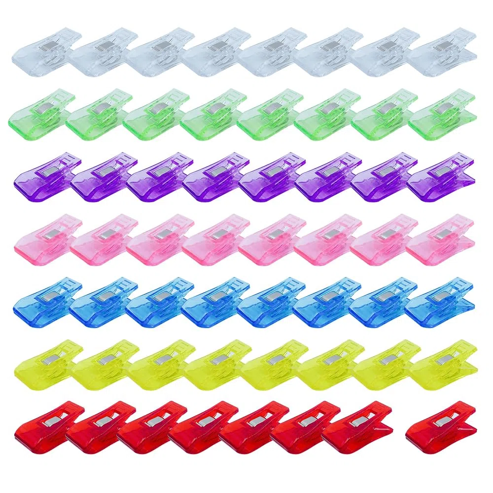 UMCHU 56 Pezzi Clip per Cucire Multifunzionali,Clip per Cucire,Clip per ascia,Clip per Cucire Morsetti per Cucito,per tessuto, rilegatura e lavori artigianali(7 colori)