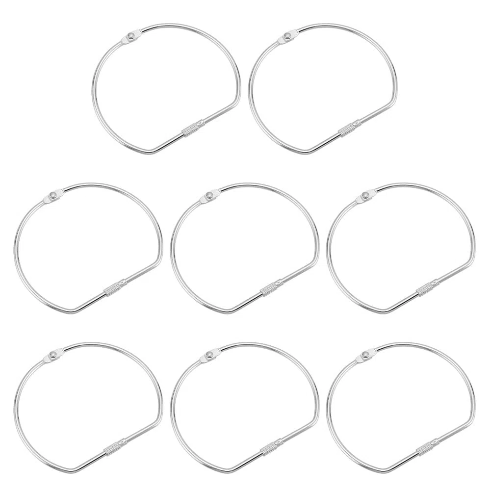 WEBEEDY 8 pezzi anelli per rilegatura a forma di D, 10,3 cm, grandi anelli a forma di D, in argento, organizer per riporre le chiavi
