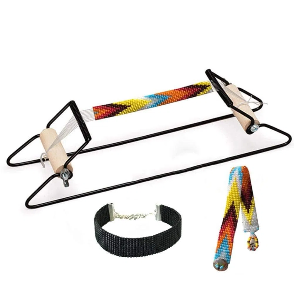 Telaio per Perline - Telaio per Tessitura Perline in Legno in Acciaio Inossidabile Telaio per Gioielli Fai-da-Te Telaio per Perline per Bracciale e Altro (# 1)