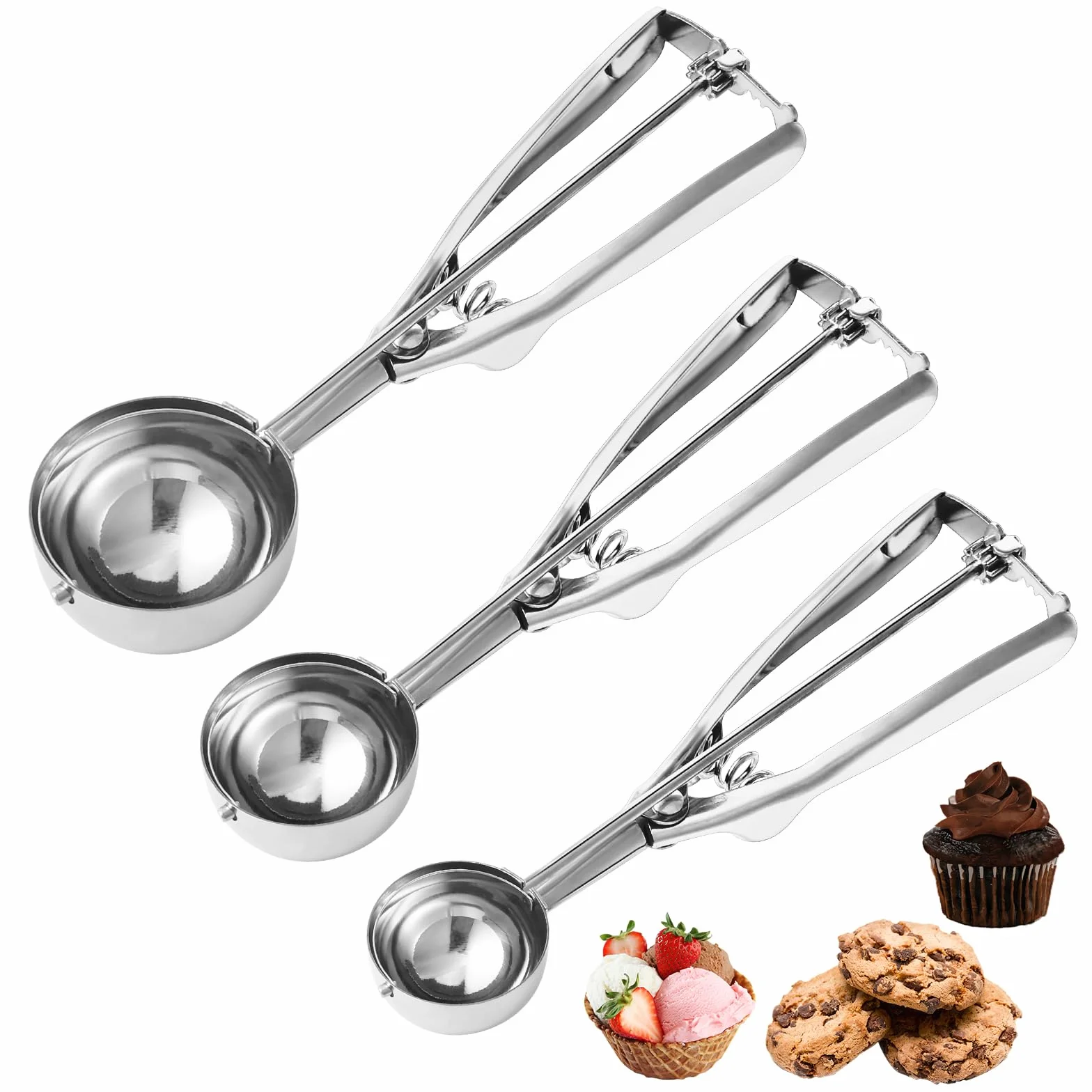 Set di paletta per biscotti, 1 cucchiaio/2 cucchiaio/3 cucchiai, 3 pezzi, per cottura al forno