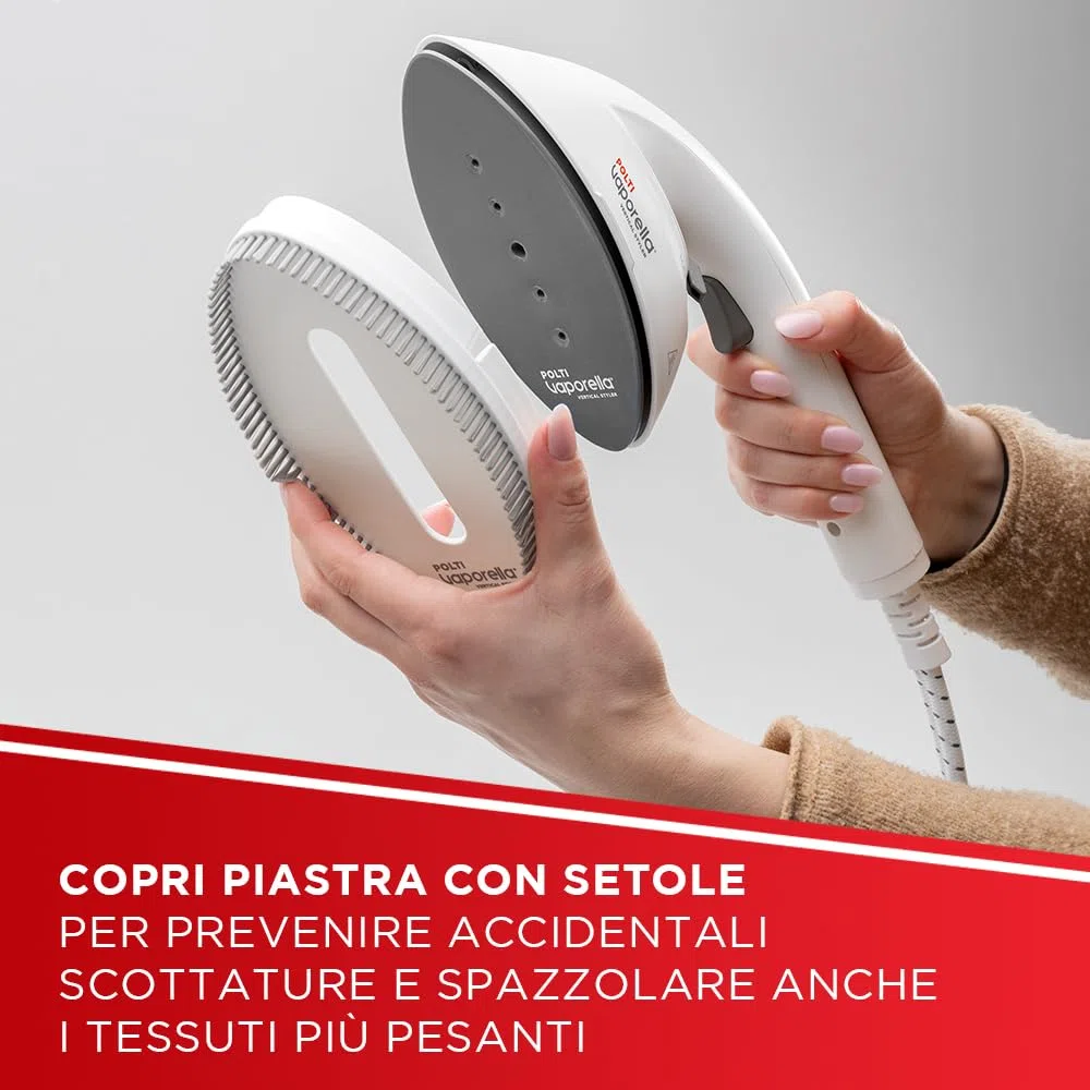 Polti Vaporella Vertical Styler GSF80R, Ferro da Stiro Verticale da Terra, Autonomia Illimitata, Potenza 2000 W, Riscaldamento in 30 Sec, Bianco e Rosso