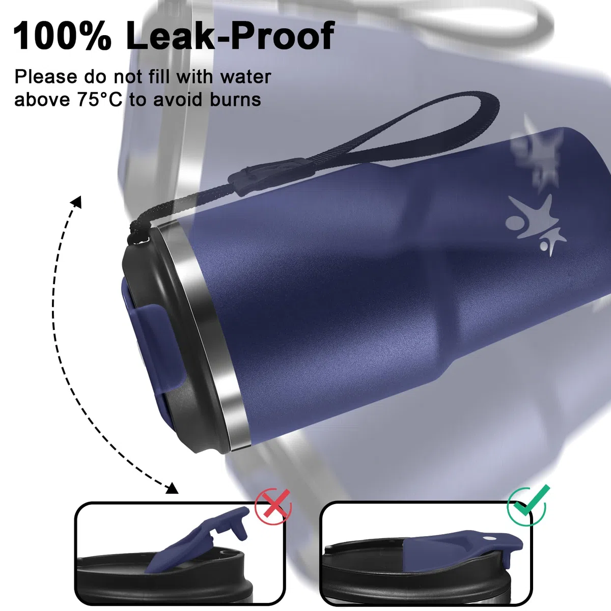 Grsta Tazza Termica 20oz, Termos Caffè, Bicchiere Termico con Coperchio a Prova di Perdite, Tazza da Viaggio, Ermetica Portatile, Travel Tumbler Per Caffè Caldo e Freddo, Acqua e Tè