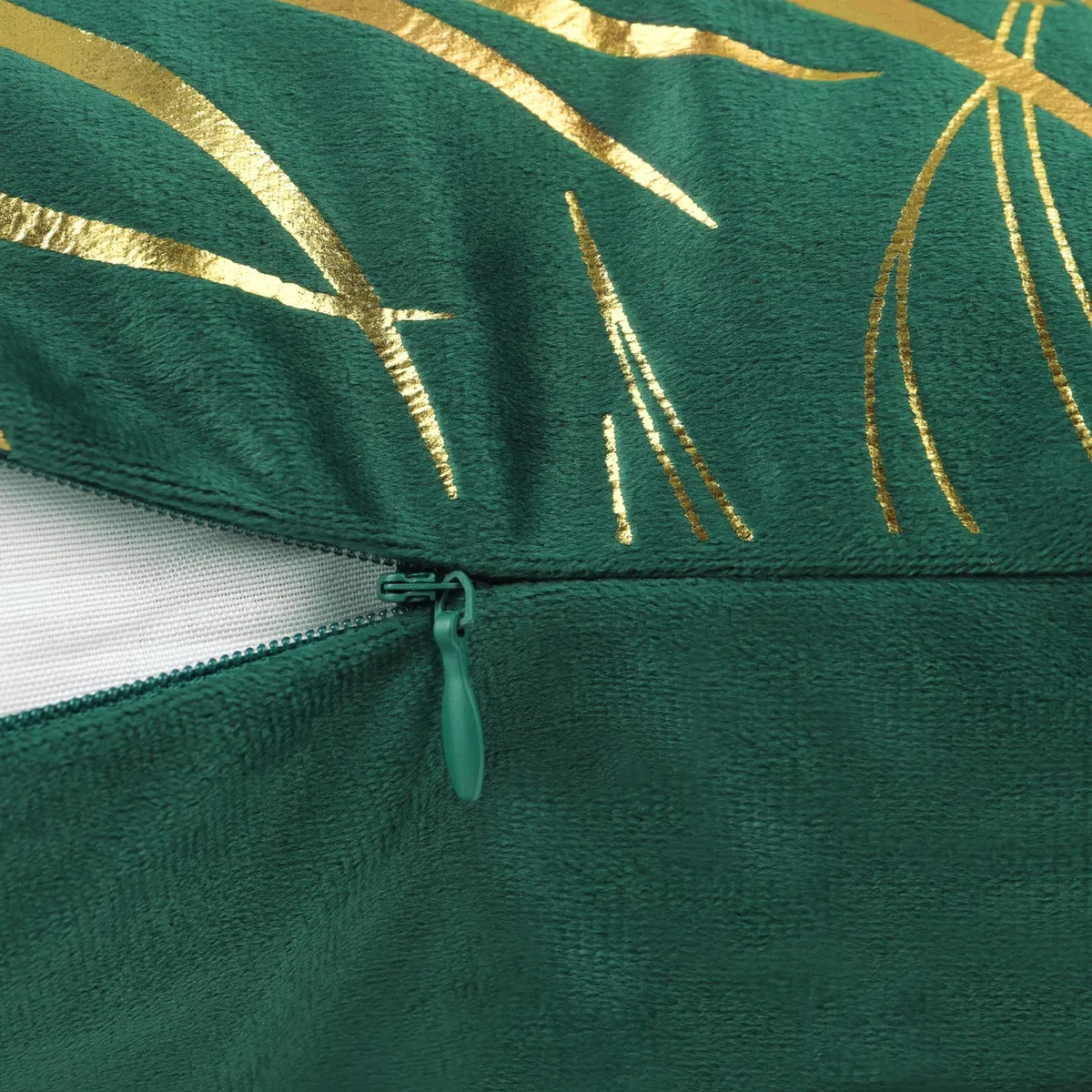 Bonhause Federe per Cuscini Foglie d'oro 40 x 40 cm Copricuscini Decorativi Stampa d'oro Foglie Velluto Morbido Verde Federa per Cuscino Divano Letto Casa Decorazione Set di 2