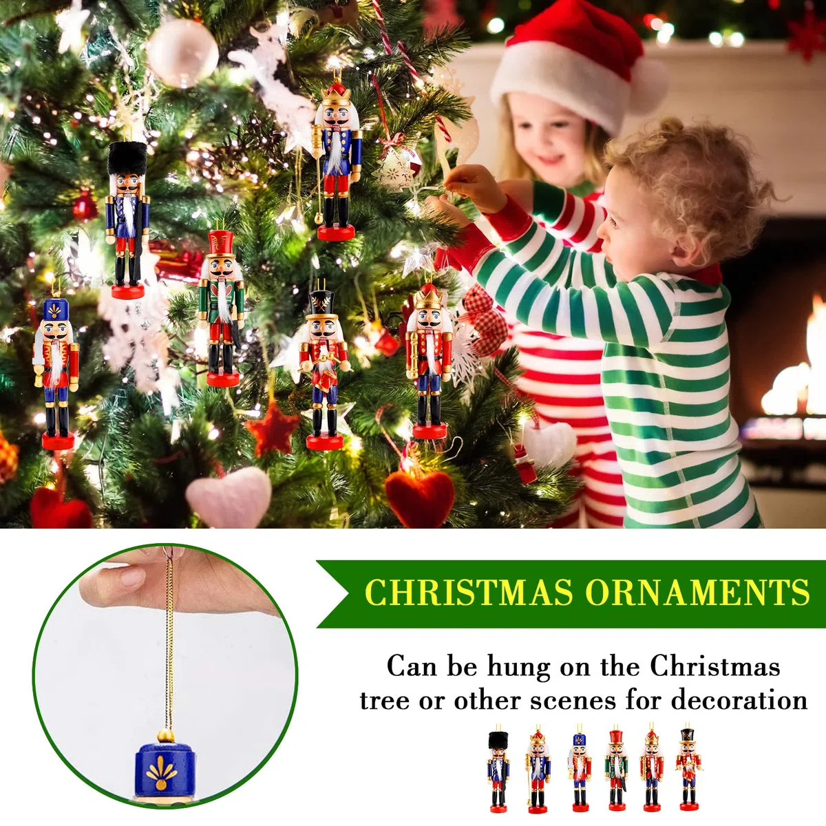 Frasheng 6 Pezzi Schiaccianoci di Natale,Schiaccianoci Natalizi Soldatino Tradizionale in Legno Fatto a Mano,Soldato Schiaccianoci Natalizio in Legno,Soldatini Decorazioni Ideali per Albero di Natale