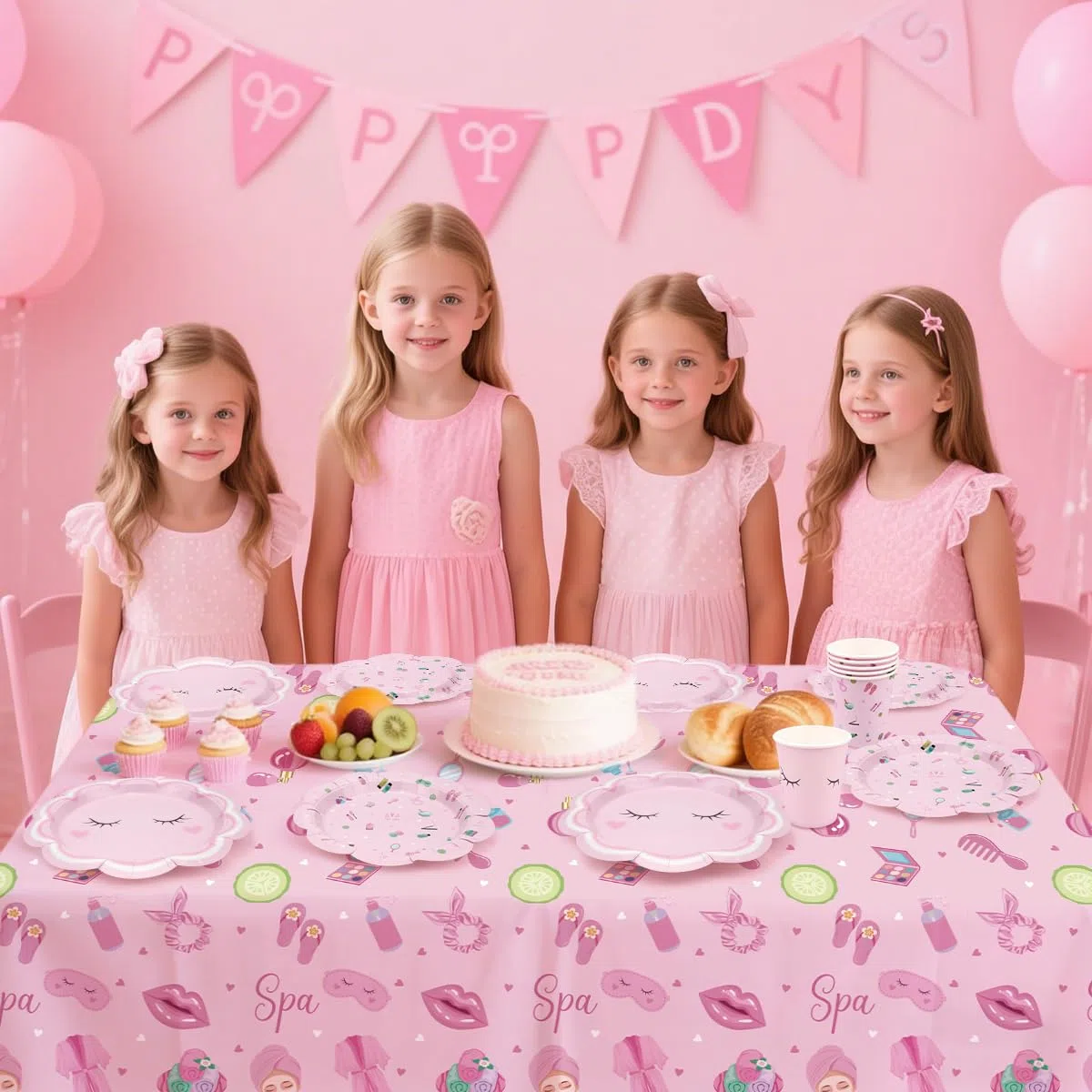Decorazioni per feste spa per ragazze e donne includono piatti, tovaglioli, tazze, tovaglia, cannuccia per spa pigiama pigiama pigiama trucco forniture per feste