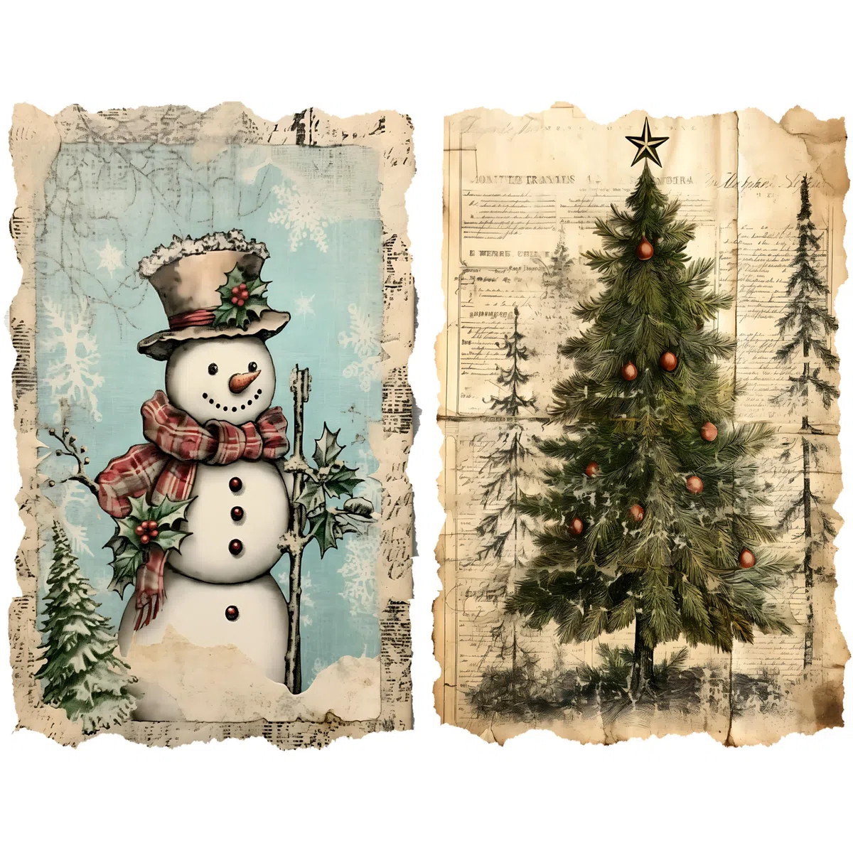 Carta di Riso Vintage per Natale, 20 x 26,5 cm (6 Fogli) – 6 Fogli per Decoupage per Collage, Media Mista, Creazione di Biglietti e Artigianato, Decoupage di Craft Kreatively