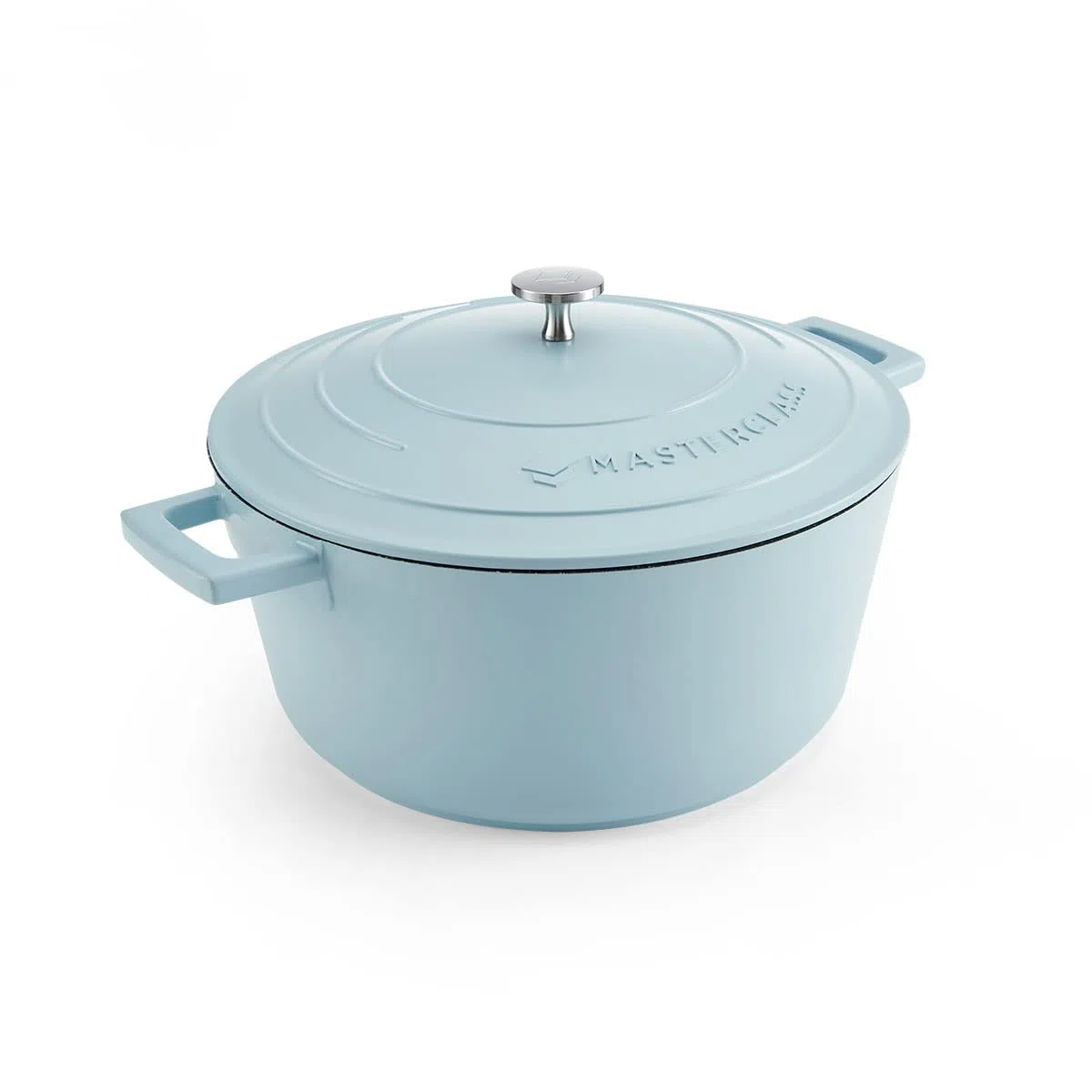 MasterClass Casseruola con coperchio, grande 5L/28 cm, leggera in alluminio fuso, sicura per forno e piano cottura a induzione, blu cielo