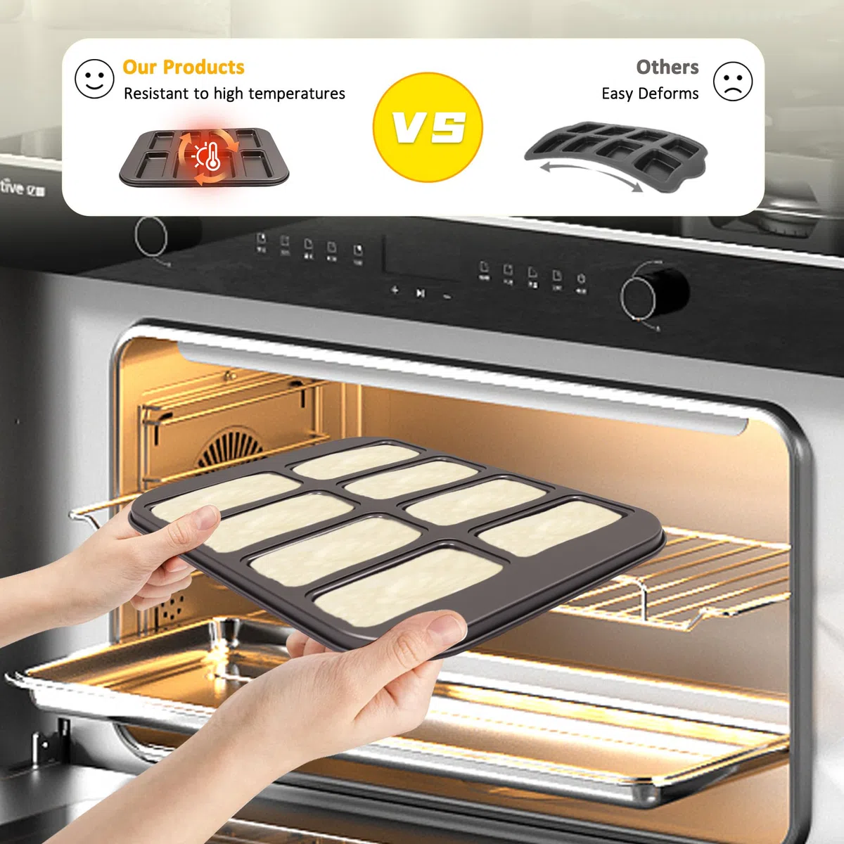 Mini teglia per il pane in acciaio al carbonio per torte, pane, teglia da forno a 8 cavità per forno, mini bar, granola e pane di mais (nero)