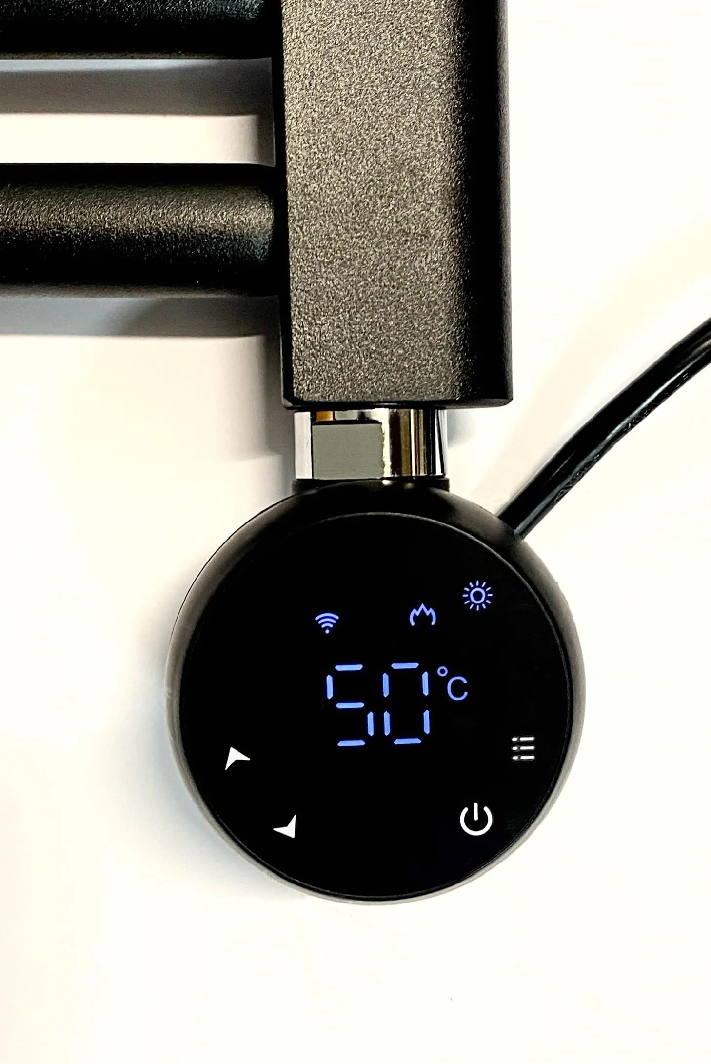 Termoarredo elettrico WiFi scalda asciugamani Smart Flat con timer programmabile 7 giorni, compatibile con app (UE) (Nero, 400 mm L x 800 mm A)