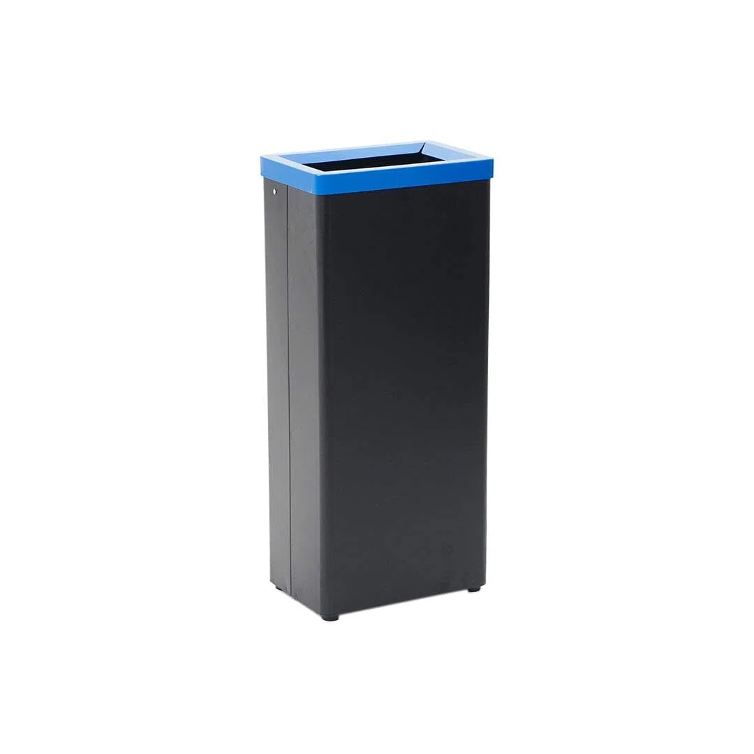 Danieli - Cestino per Raccolta Differenziata in Acciaio Nero Opaco. Pattumiera Modulare per Interni Raccogli Rifiuti. Coperchio in Acciaio Colorato Rimovibile. 42 L. (Blu)
