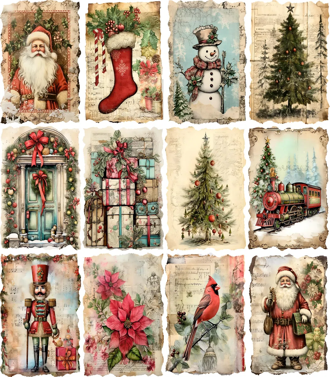 Carta di Riso Vintage per Natale, 20 x 26,5 cm (6 Fogli) – 6 Fogli per Decoupage per Collage, Media Mista, Creazione di Biglietti e Artigianato, Decoupage di Craft Kreatively