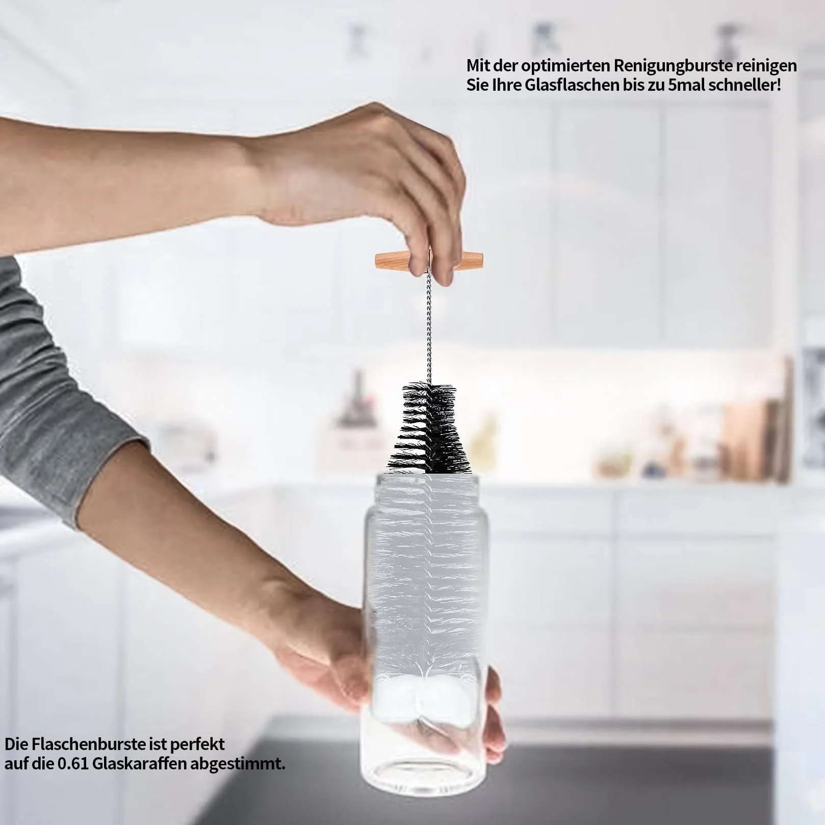 2 Pz Spazzola Bottiglie Pulizia Compatibile con SodaStream Bottiglie Vetro, Spazzola per Borraccia Pulizia, Scovolino Bottiglie Compatibile con Sodastream Bottiglie di Vetro per Soda Stream Acqua
