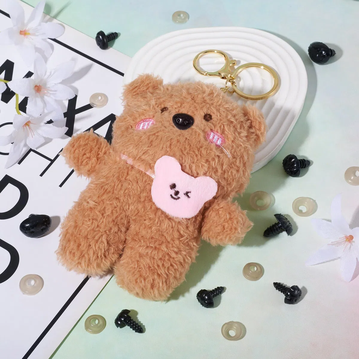 Beadthoven - Nasi di sicurezza in plastica nera con rondelle, nasi per bambole artigianali per amigurumi, marionette, orsacchiotti, peluche (4 dimensioni)