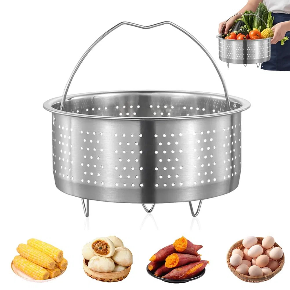 17,5 cm Inserto per cottura a vapore in acciaio inox 304, inserto per vaporiera per pentole, inserto per scolare per pentole, per pentole da cucina, pentole a pressione, per cuocere al vapore